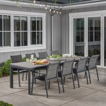 SunVilla Dark Forest 9-piece Expanding Outdoor Dining Set with