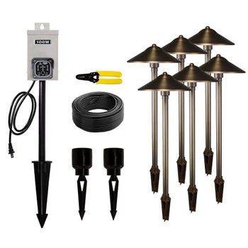 VOLT Low Voltage LED Outdoor Path Light 6-pack Kit with 100W Transformer