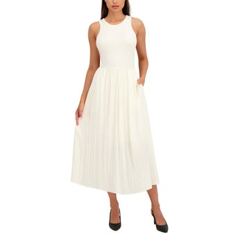 chinese dress ladies DKNY Sleeveless Printed Maxi Dress White/Pop Yellow Multi LG at Amazon  Women's Clothing store