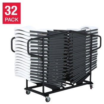 Lifetime Commercial Grade Chairs with Chair Cart, 32-count