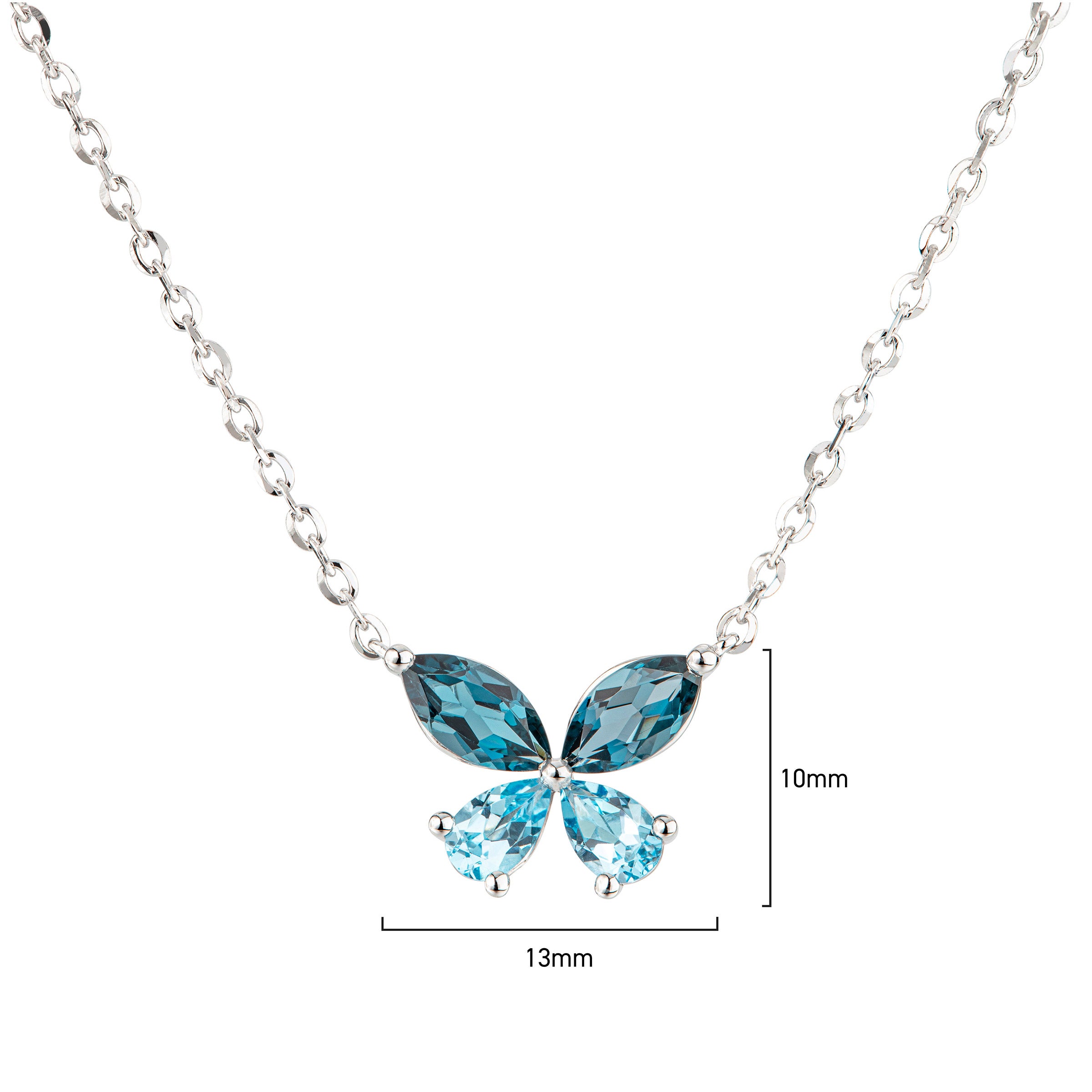 London Blue and Swiss Blue Topaz 14kt White Gold Butterfly