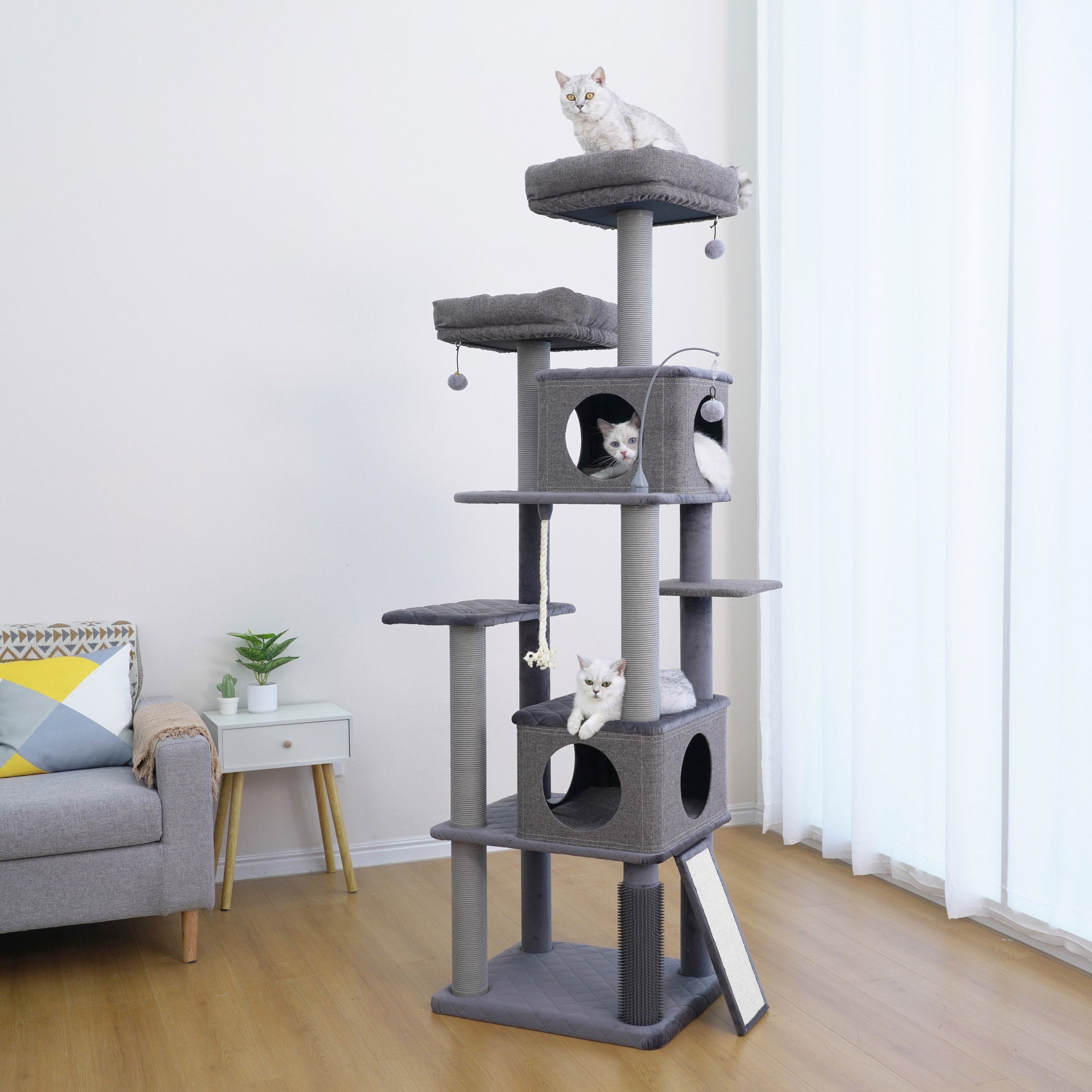 Catry Kingdom 78-inch Cat Tree, 8 Levels and 2 Condos, Gray