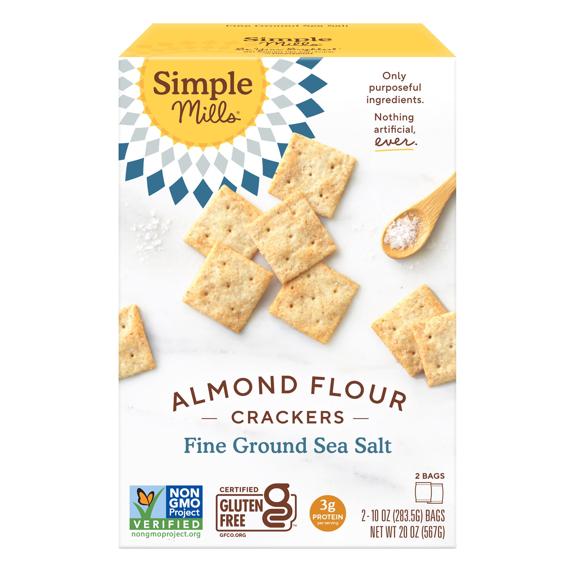 Simple Mills Almond Flour Sea Salt Crackers, 10 oz, 2-Count