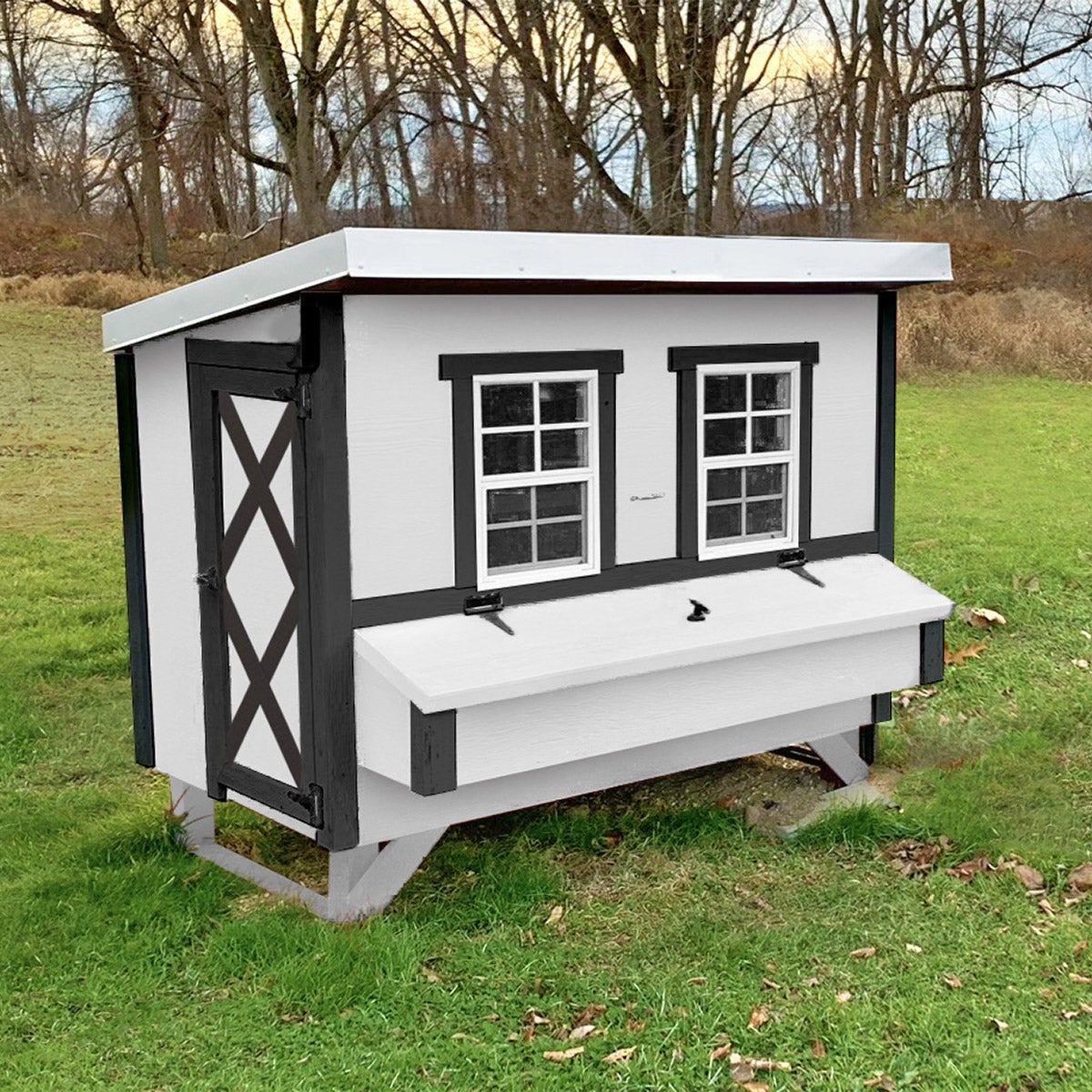 OverEZ Farmhouse Large Chicken Coop with Feeder and Waterer