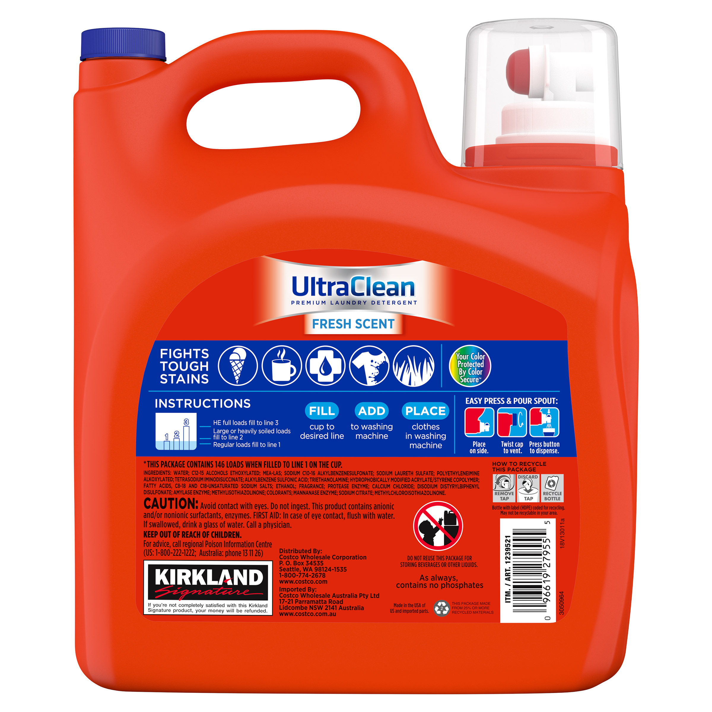 洗濯洗剤 Costco 2 KIRKLAND 146 LOADS' UltraClean Kirkland Signature Ultra Clean HE Liquid Laundry Detergent