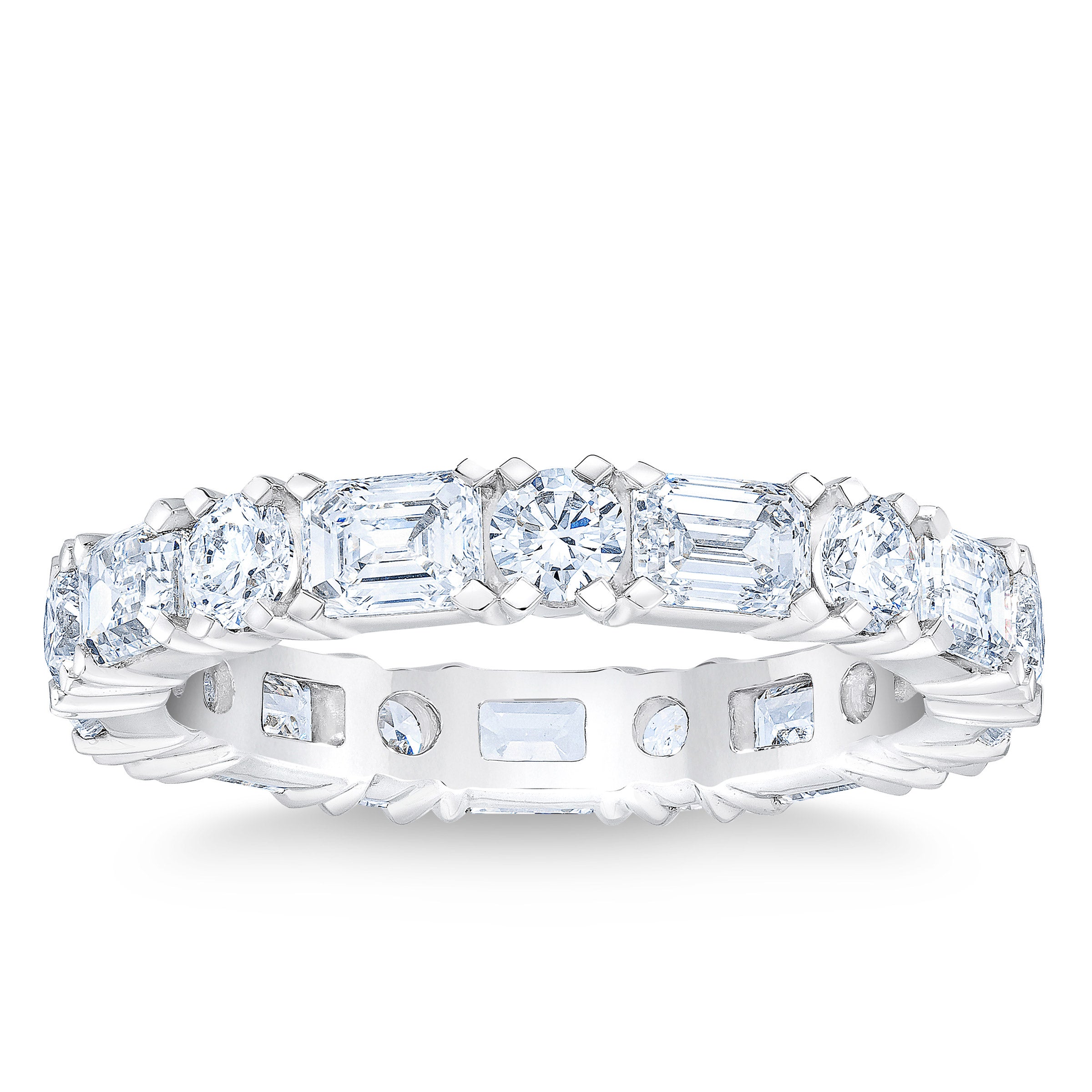 Platinum Eternity Costco Eternity Band Emerald Cut Round Brilliant