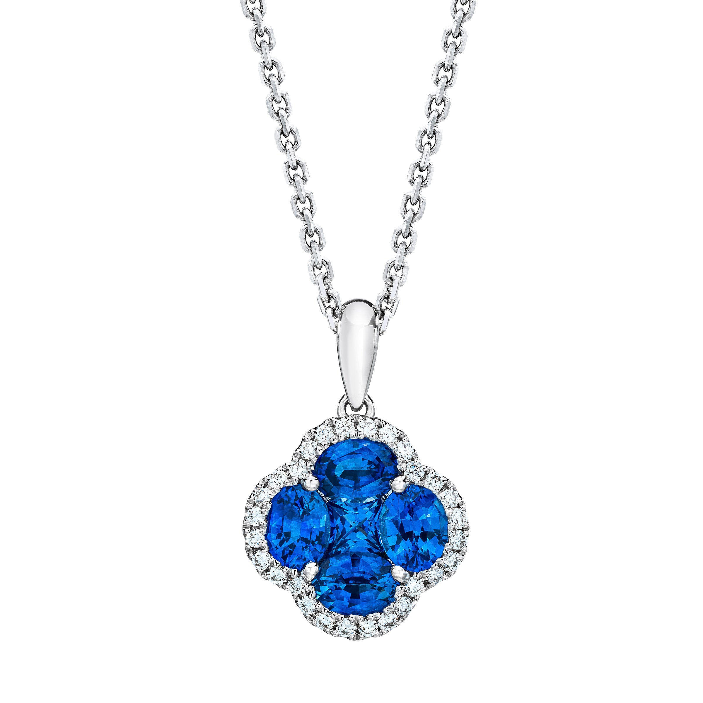 Blue Sapphire and Diamond 14kt White Gold Necklace Costco