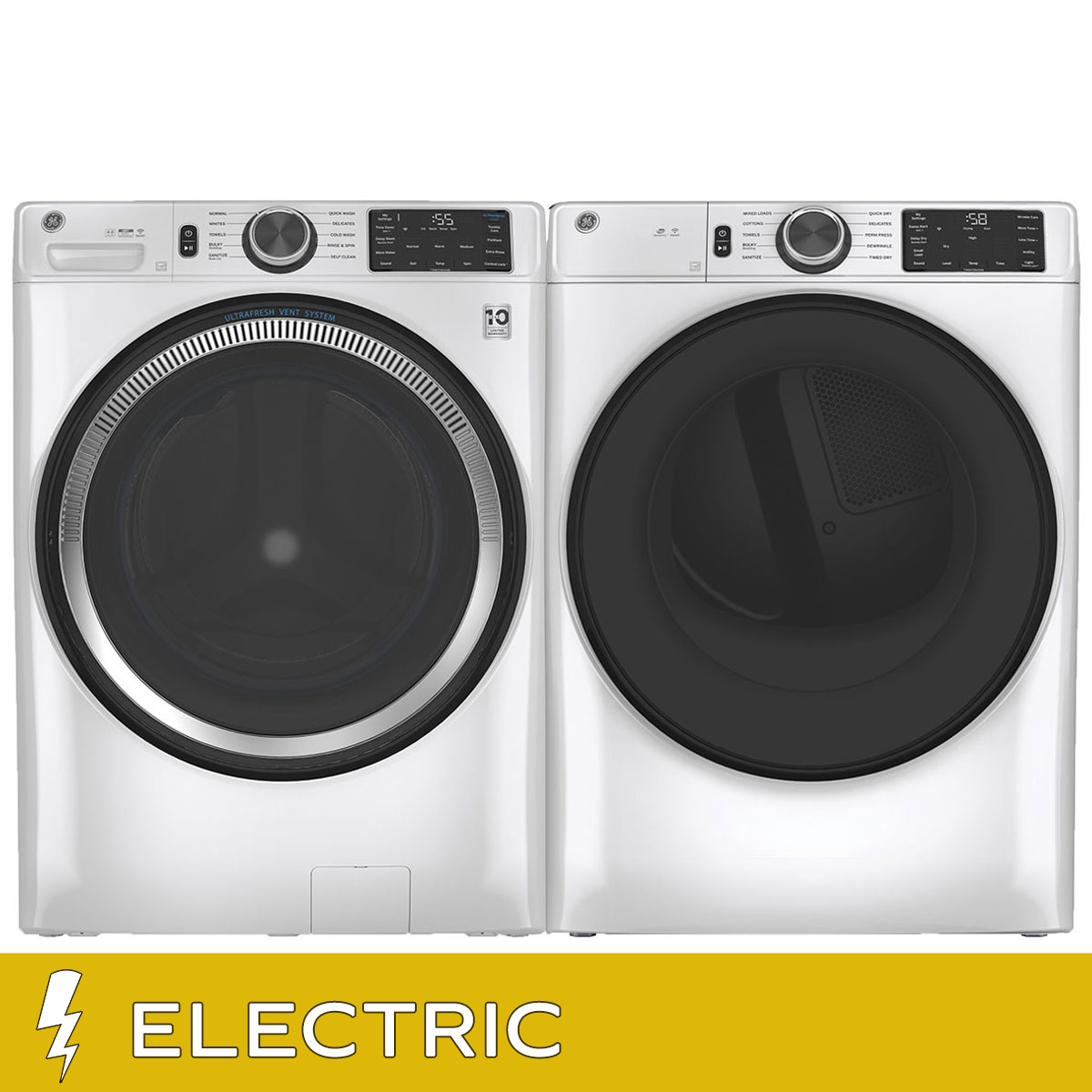 GE 4.8 cu. ft. Washer with Microban and 7.8 cu. ft. ELECTRIC Dryer