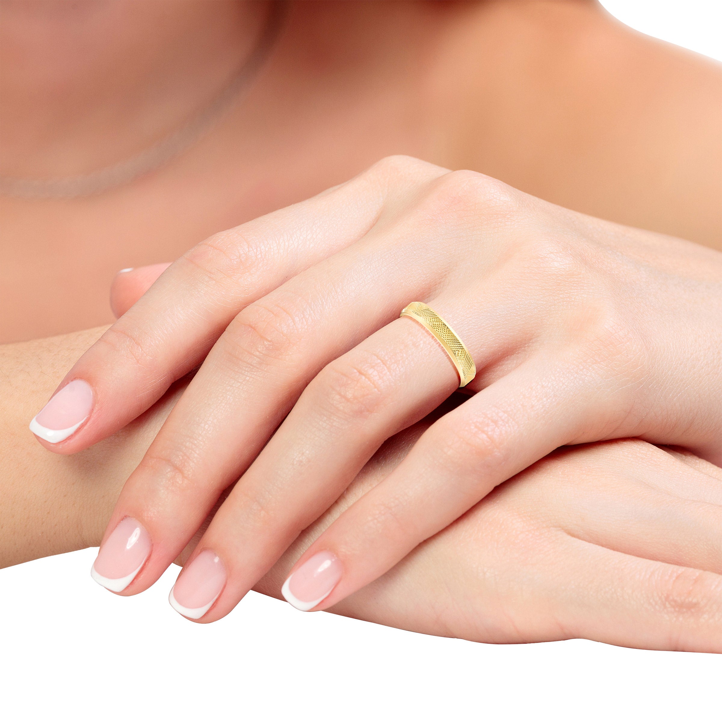 4mm Comfort Fit Diamond Cut and High Polish Beveled Edge Wedding