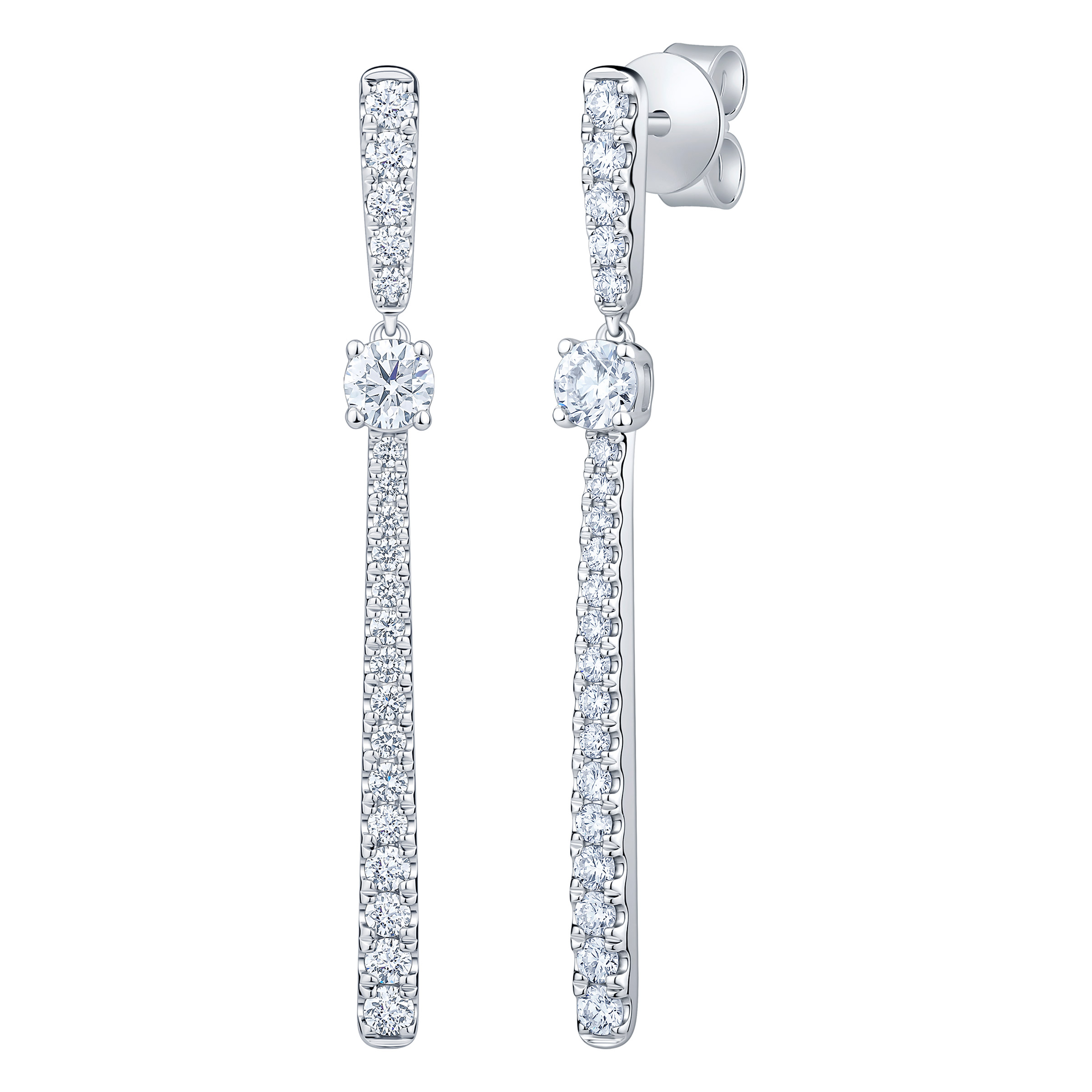 Round Brilliant 0.80 ctw VS2 Clarity G Color Diamond 14kt White Gold Dangle Earrings Costco