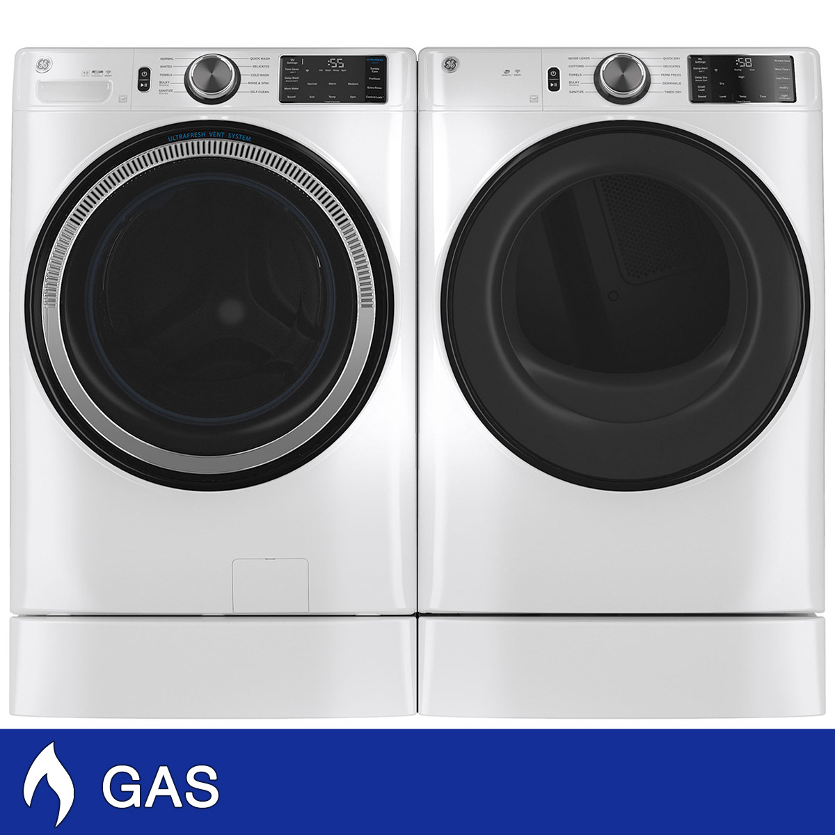GE 4.8 cu. ft. Washer with Microban and 7.8 cu. ft. GAS Laundry