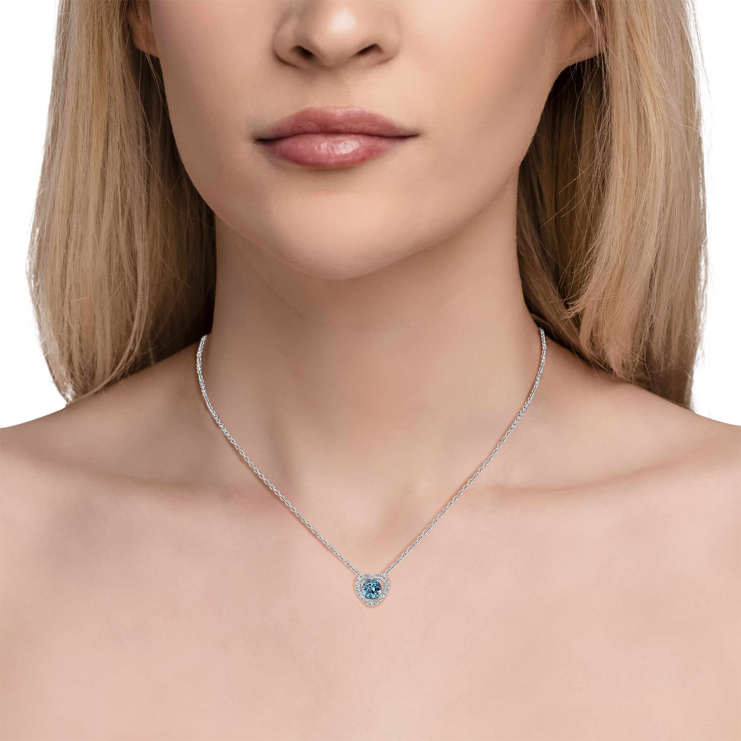 Blue Topaz and Diamond 14kt White Gold Necklace Costco