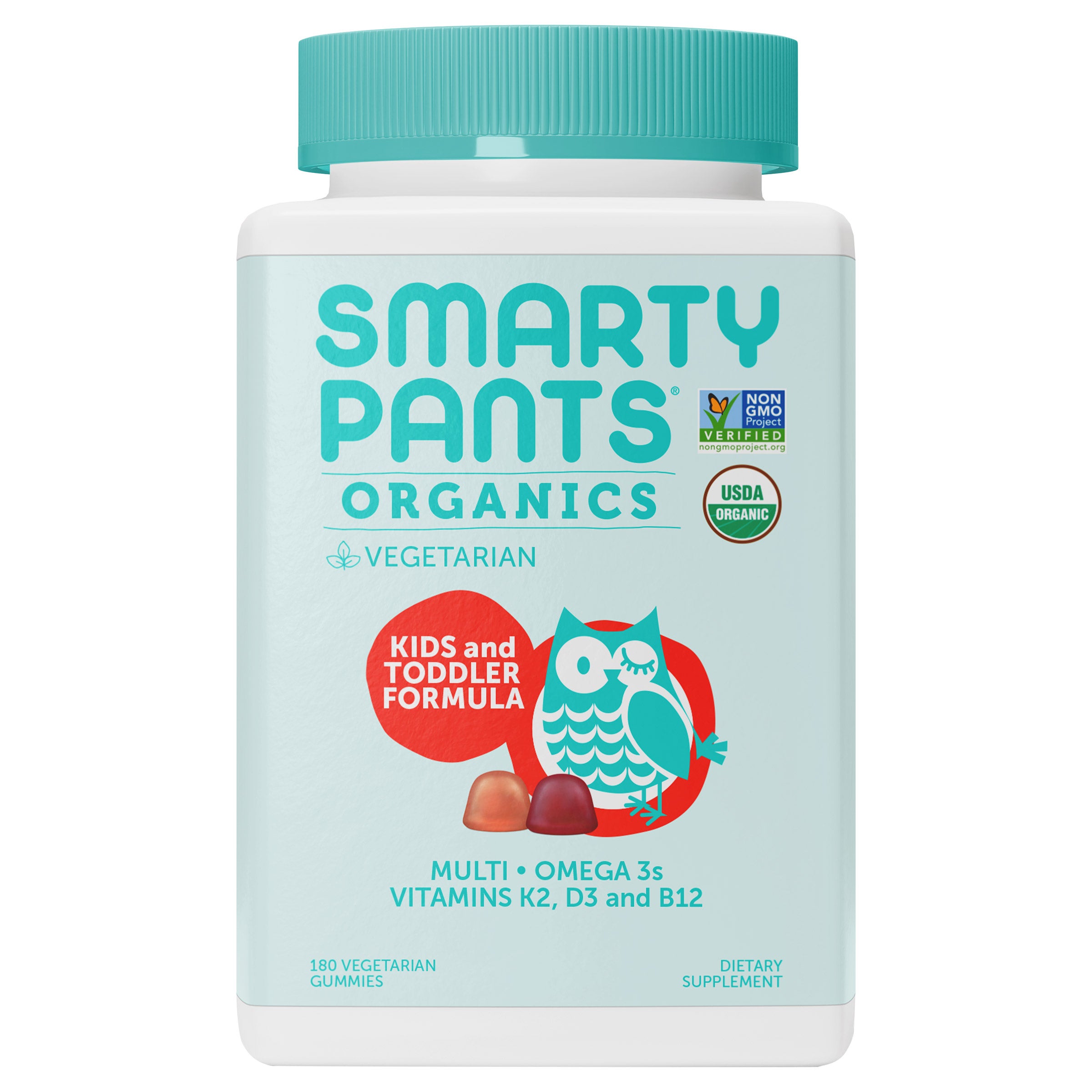 SmartyPants Organic Kids and Toddler Formula Multivitamin, 180 Gummies