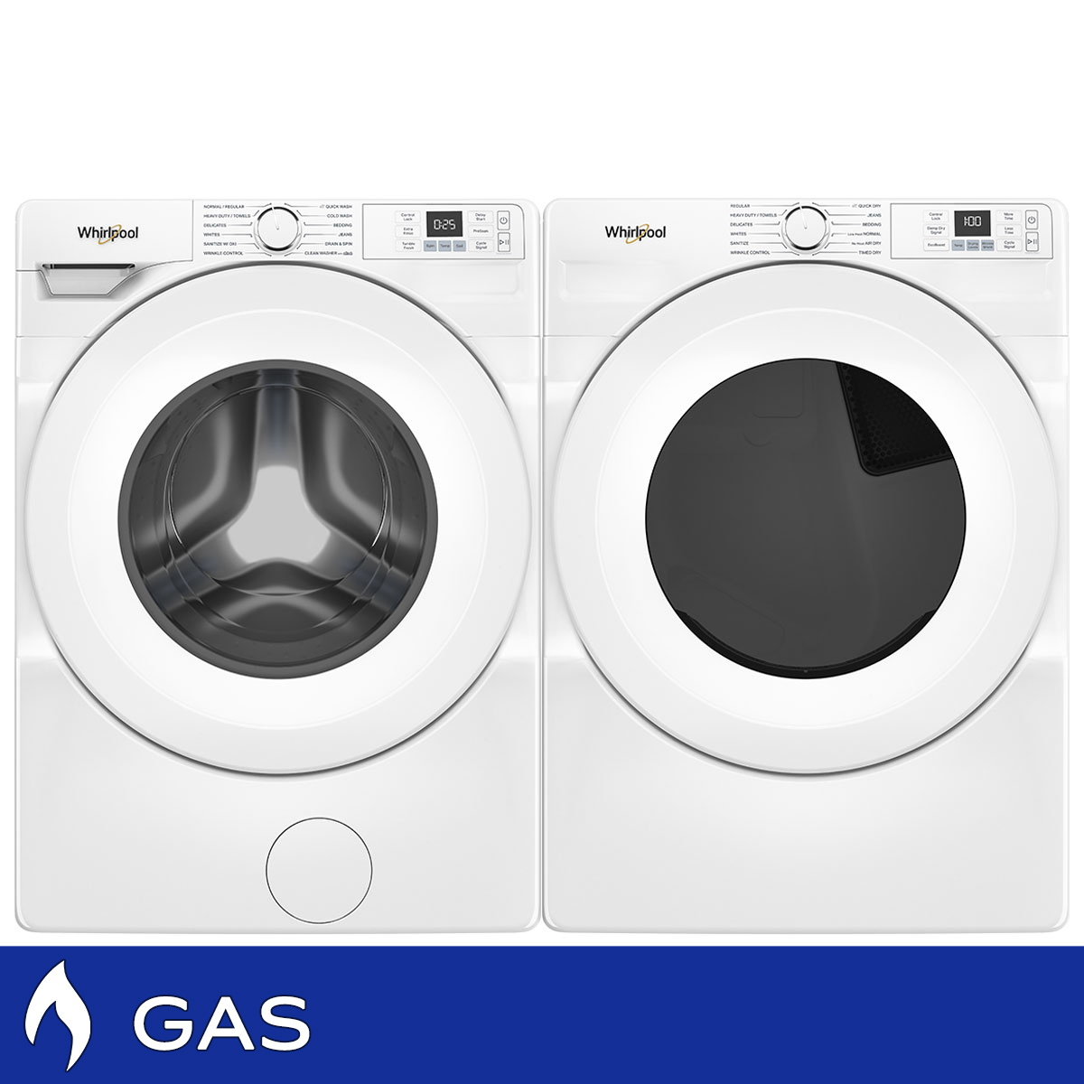 Whirlpool 4.5 cu. ft. Front Load Washer and 7.4 cu. ft. GAS Dryer