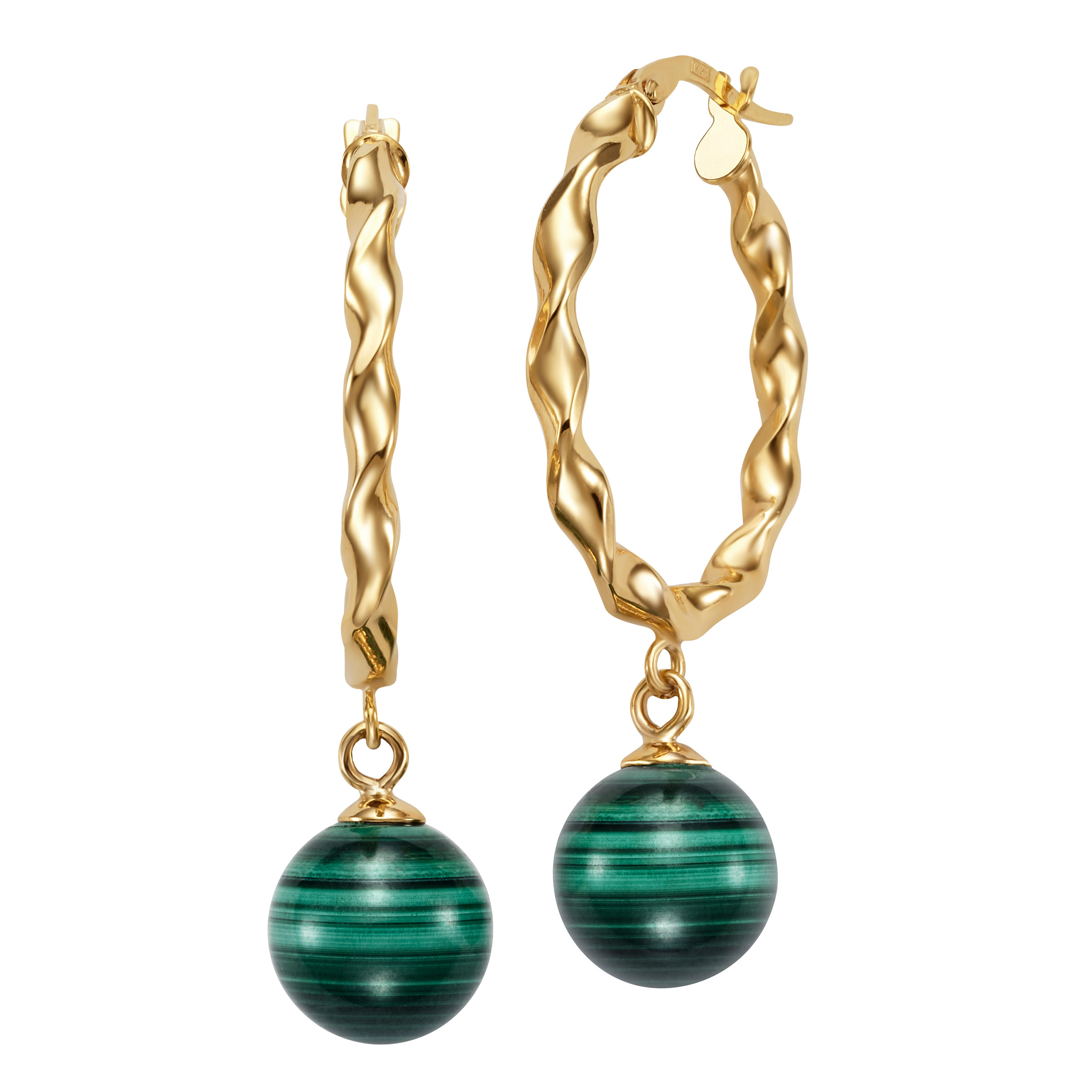 14 kt. Gold, hotsell Yellow gold - Earrings - Malachite