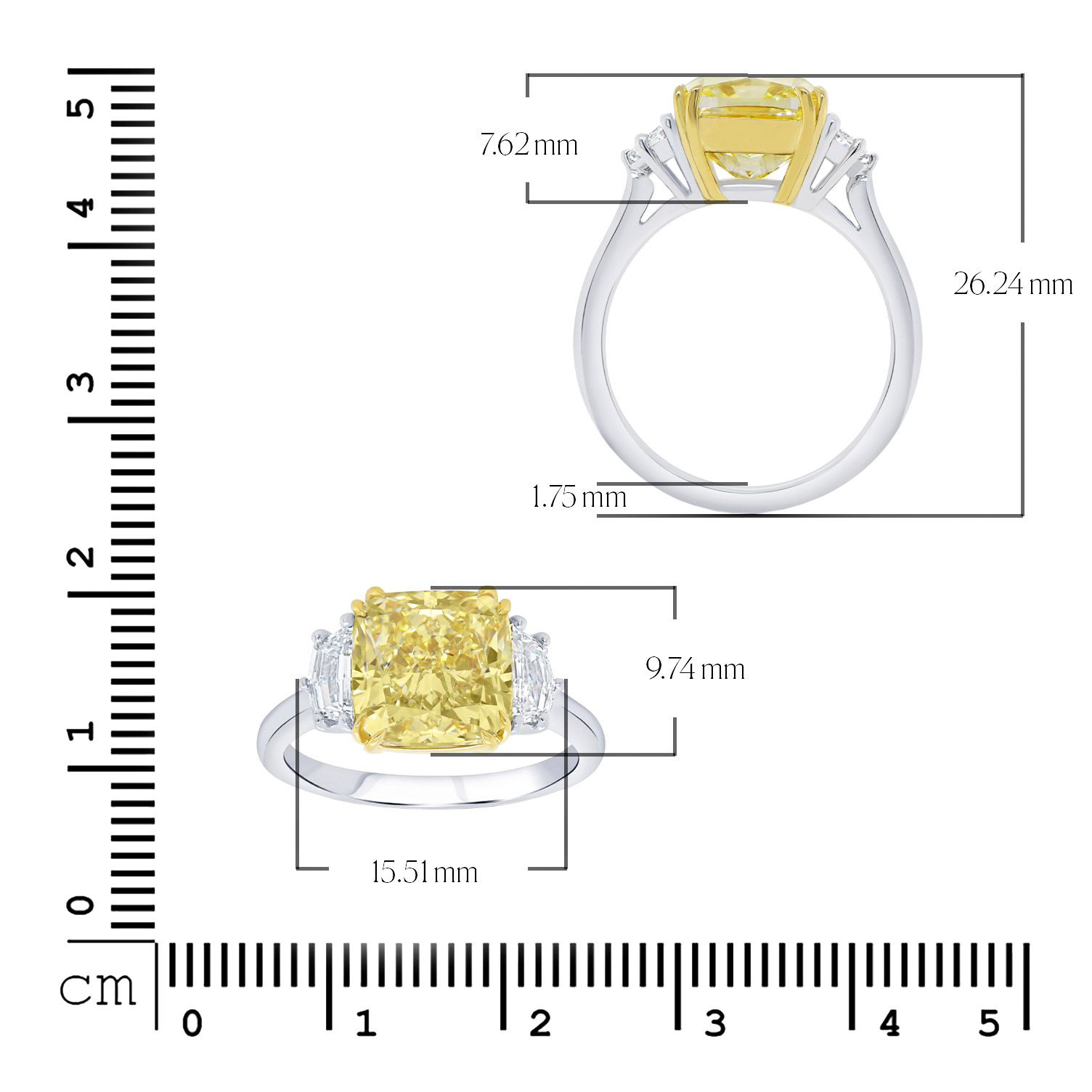 Cushion Cut 5.02 ct Center VS1 Clarity, Fancy Yellow Diamond