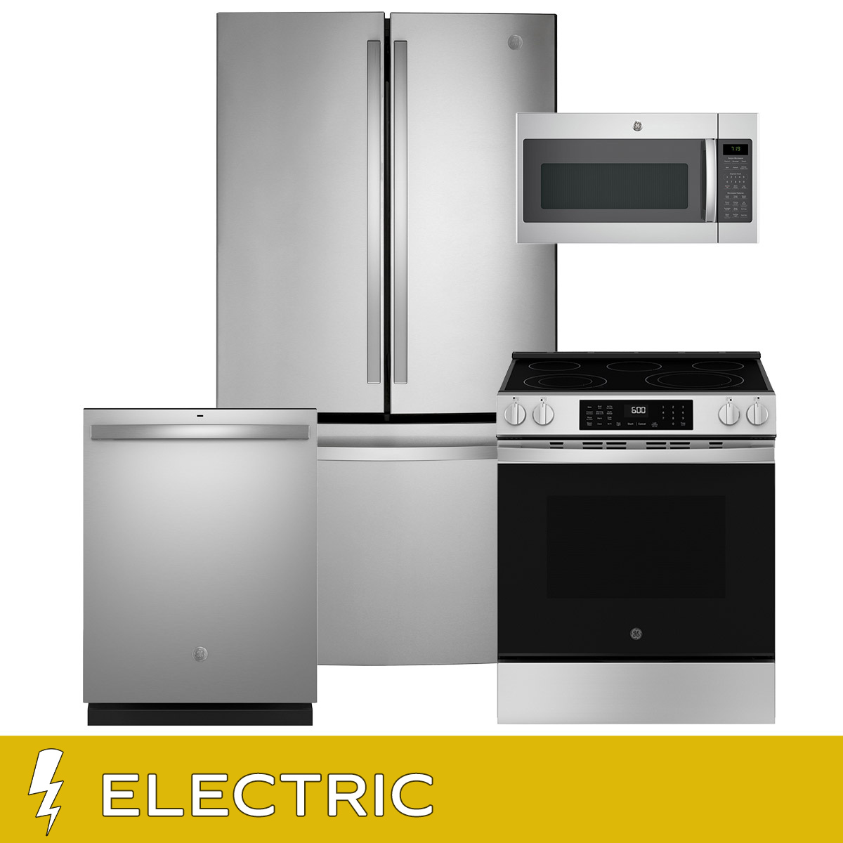 GE 4-Piece ELECTRIC Kitchen Package with 21.9 cu. ft. Counter