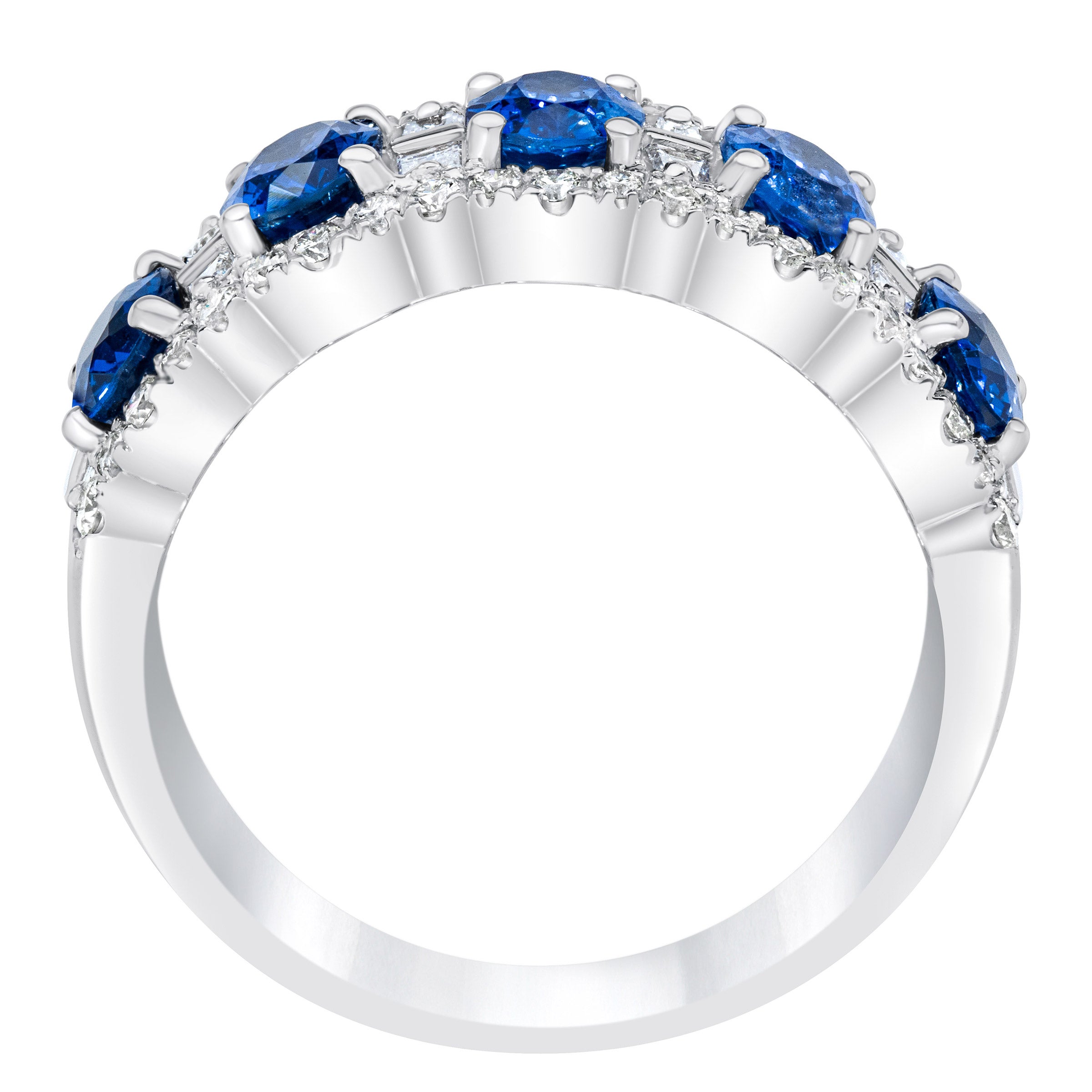 Blue Sapphire and Diamond 14kt White Gold Band Costco