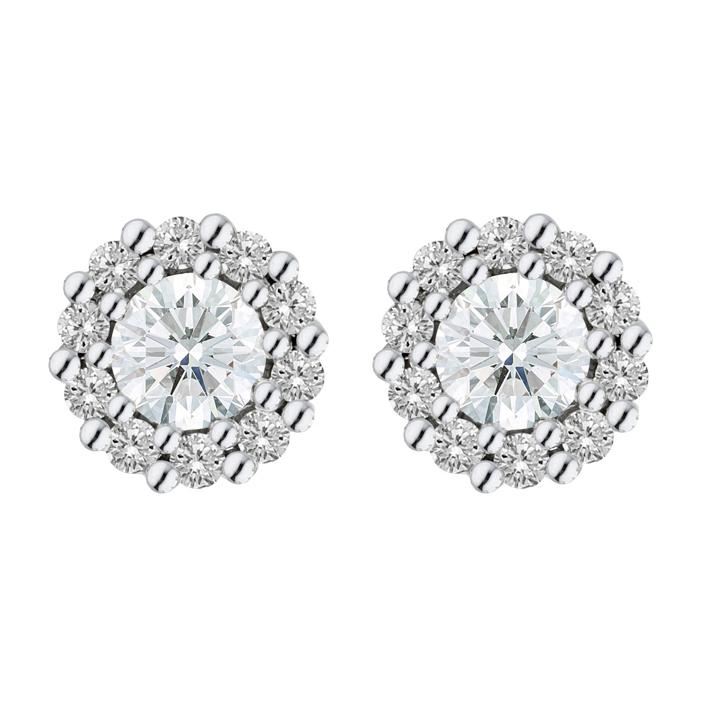Round Brilliant 0.45 ctw VS2 Clarity I Color Diamond 14kt White Gold Halo Earrings Costco