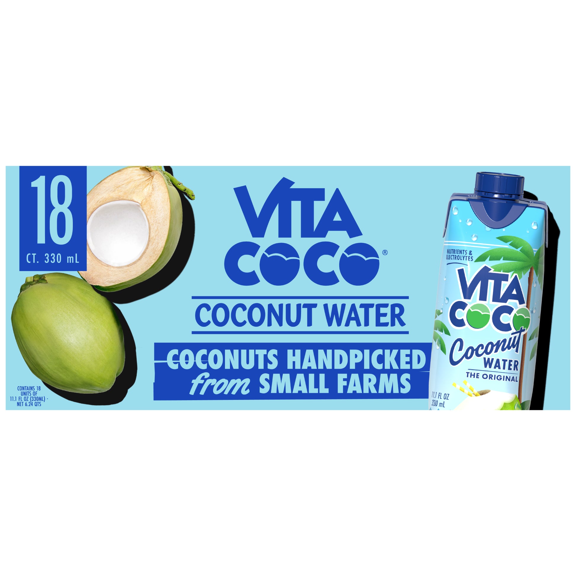 **Vita Coco** Coconut Water, Original, 11.1 fl oz, 18 ct