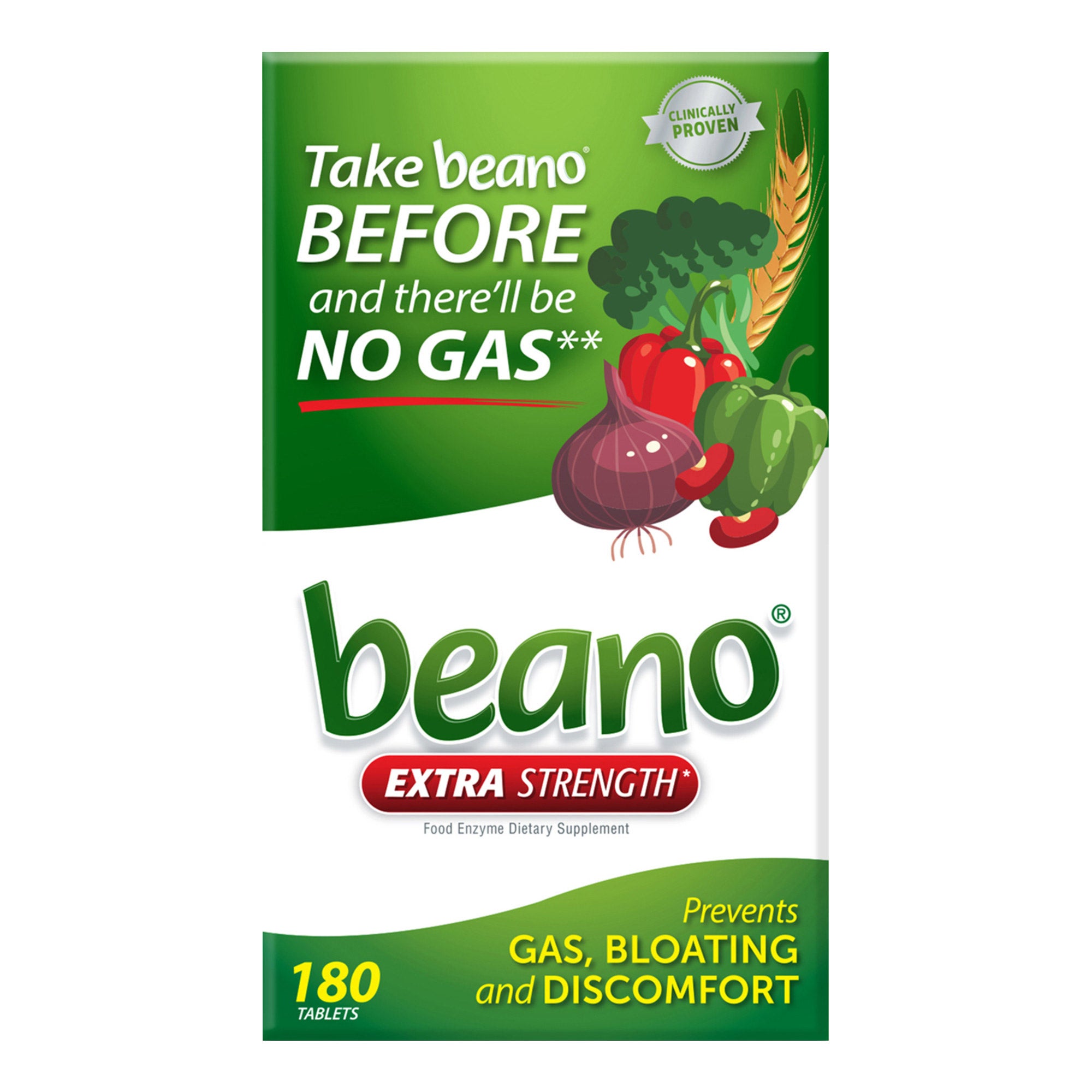 Beano Extra Strength Food Enzyme Dietary Supplement, 180 Tablets