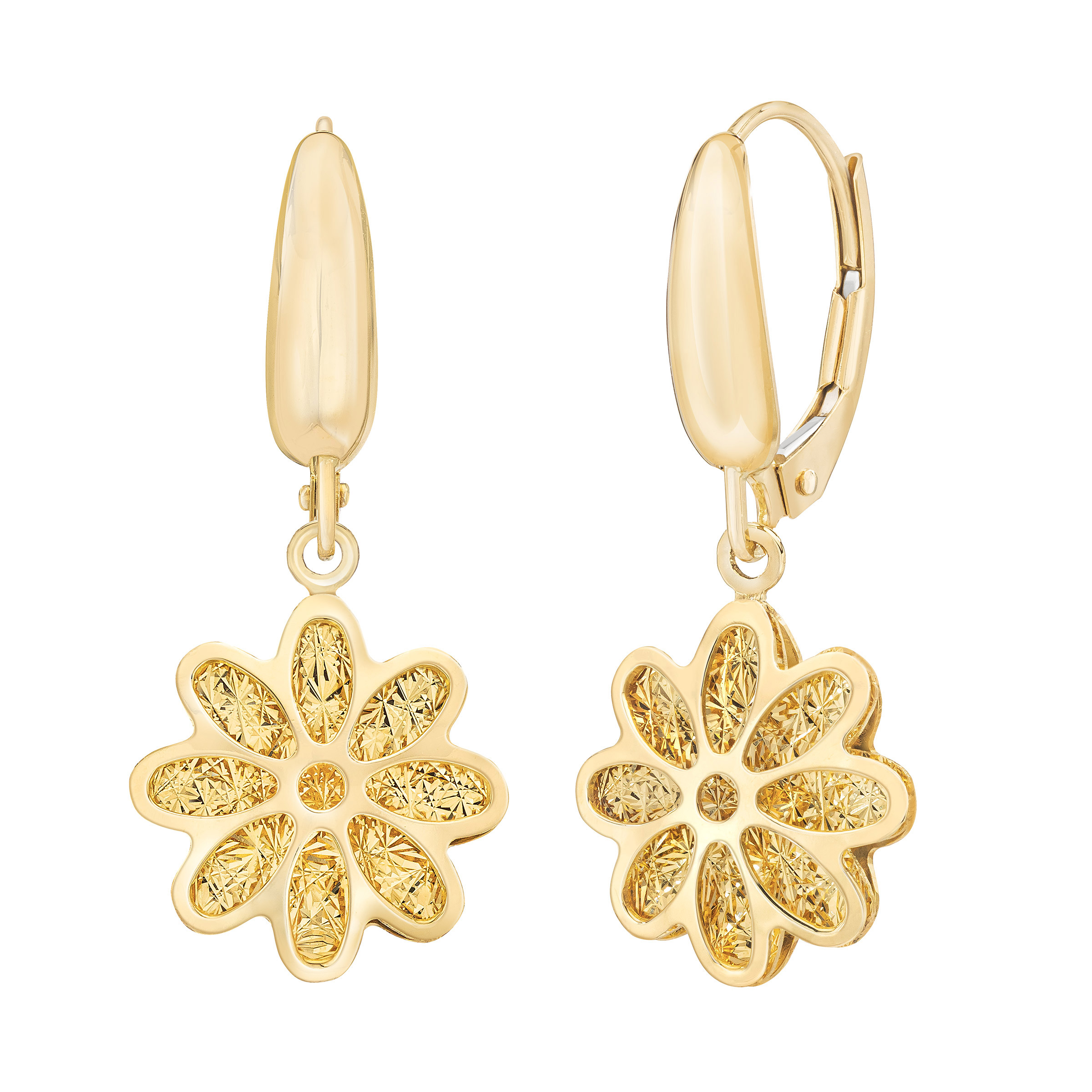 14kt Yellow Gold Flower Dangle Earrings Costco