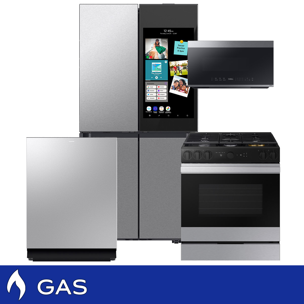 Samsung 4-Piece GAS Kitchen Package with Bespoke 4-Door Flex