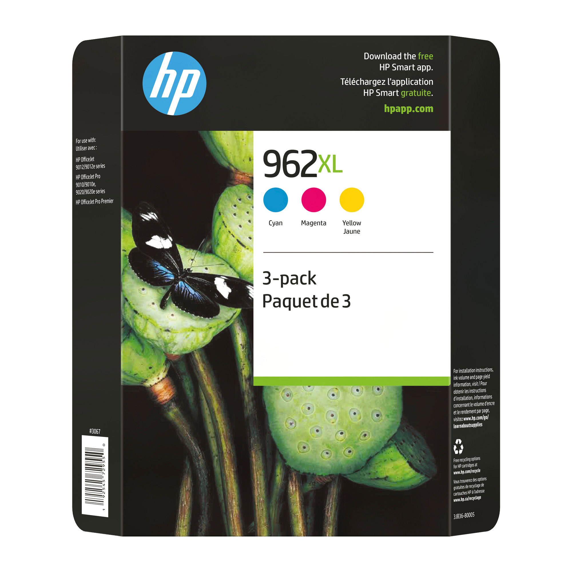 HP 962XL Cyan, Magenta and Yellow High Yield Original Ink Cartridges ...