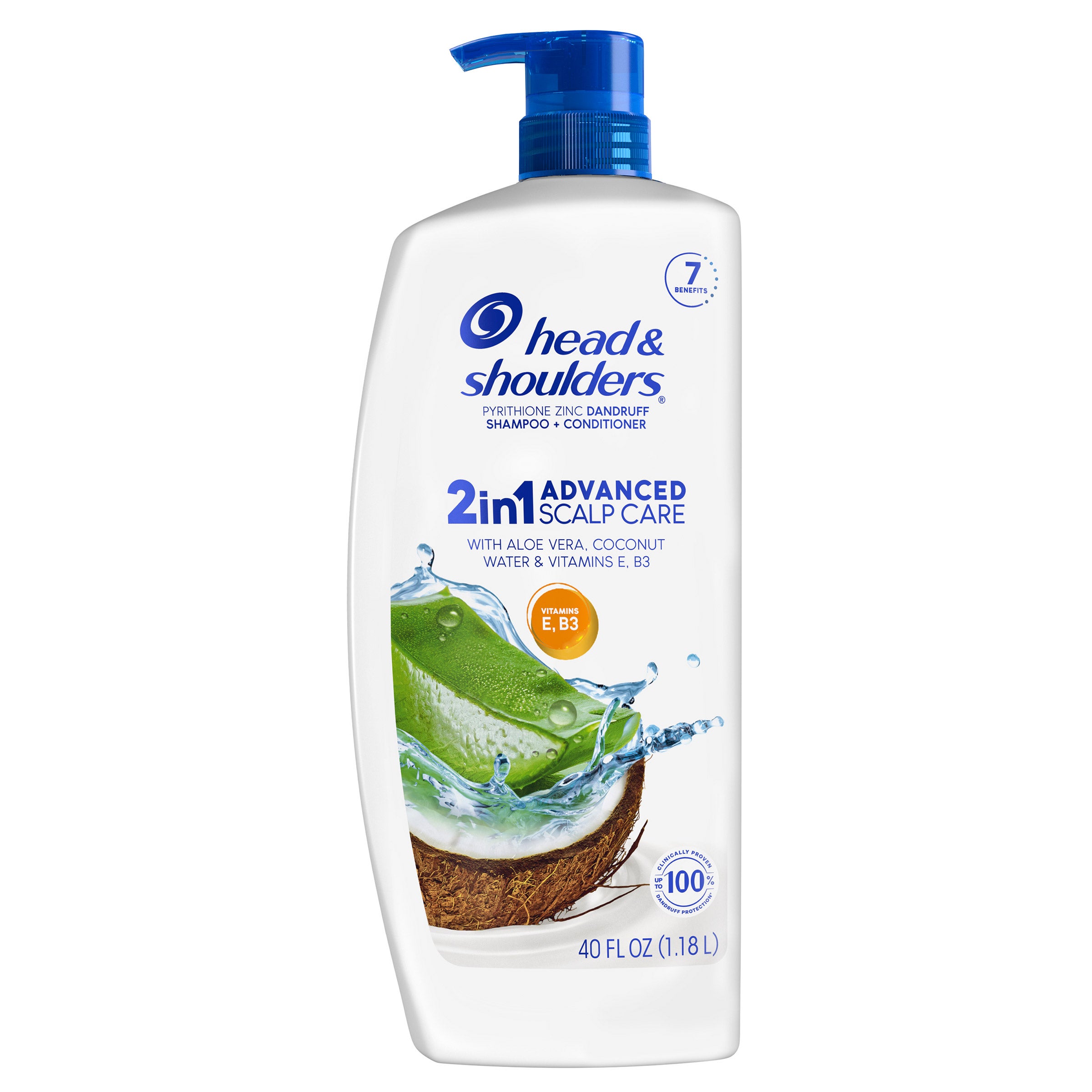 Head & Shoulders 2-in-1 Dandruff Shampoo and Conditioner Advanced Scalp Care with Aloe Vera, Coconut Water and Vitamins, 40 fl oz