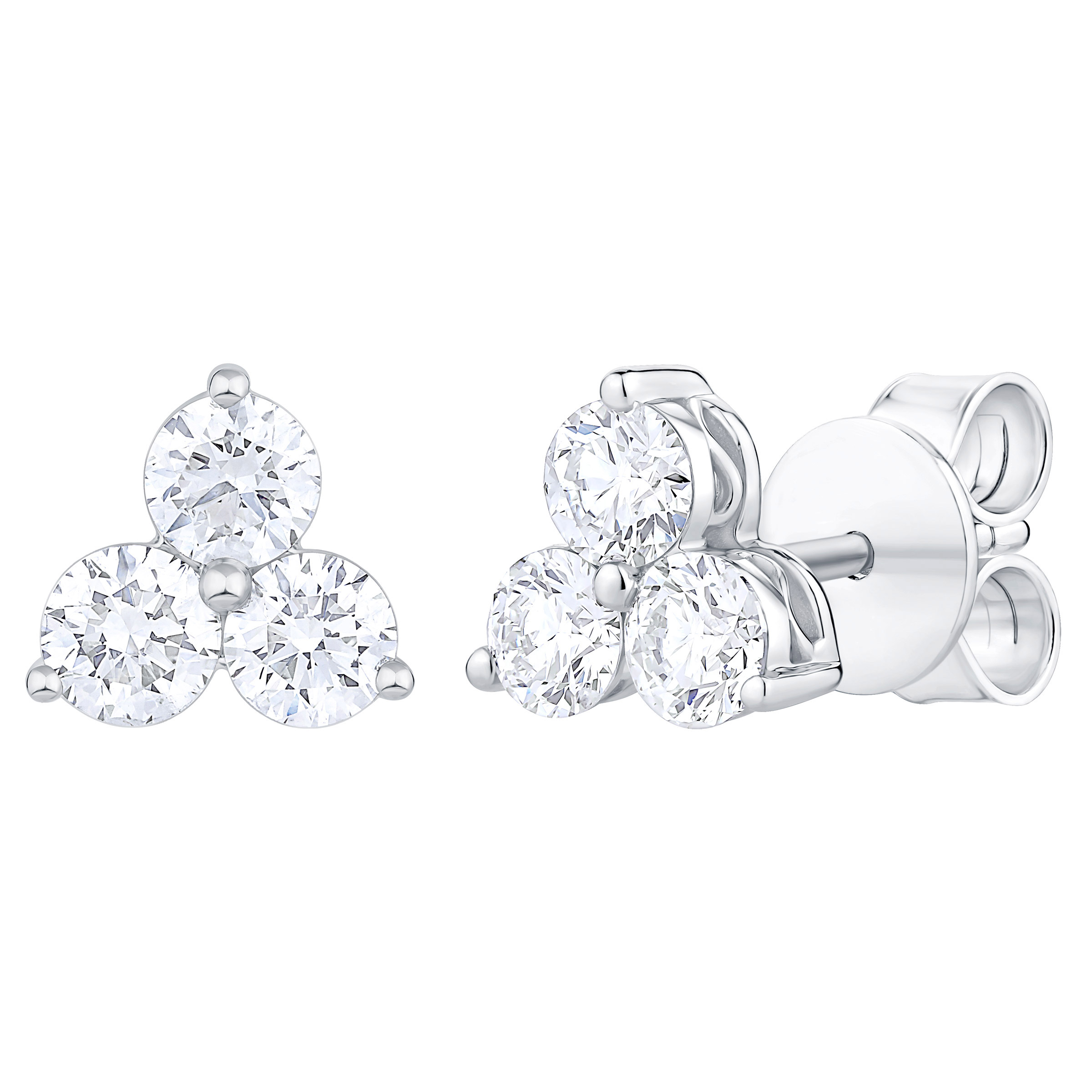 Round Brilliant 0.85 ctw VS2 Clarity I Color Diamond 14kt White Gold Three Stone Earrings Costco