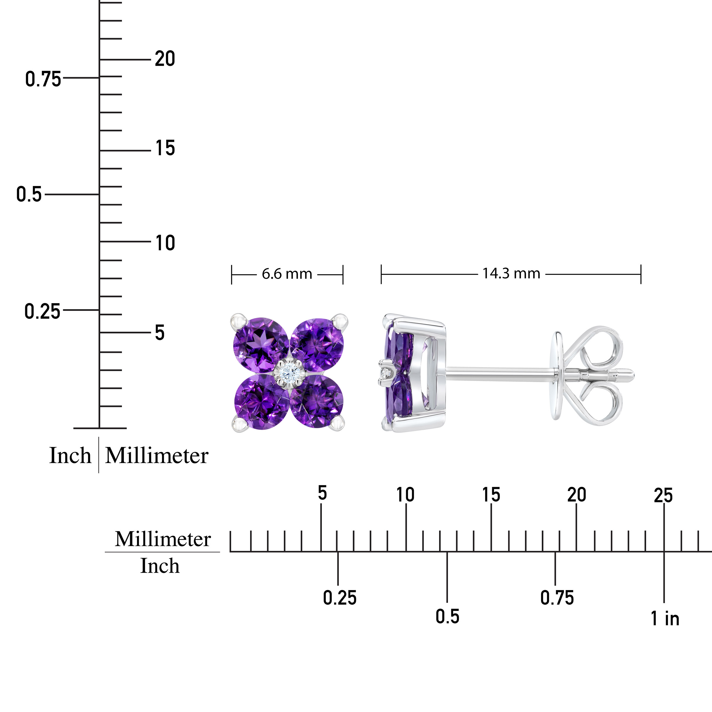 Marquise-Shaped Amethyst & White Lab-Created Sapphire Half