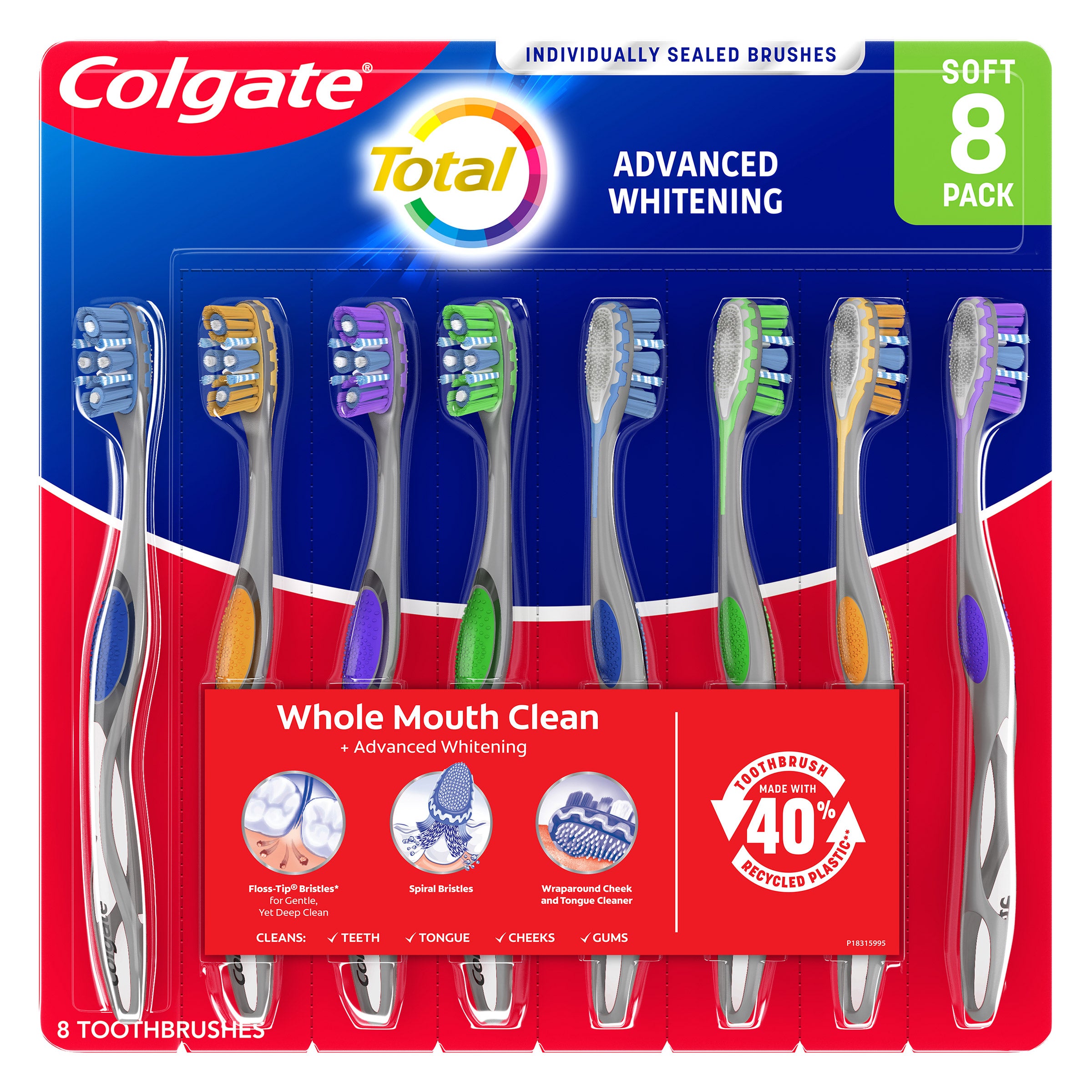 Colgate Total Advanced Whitening Toothbrush, 8-Pack