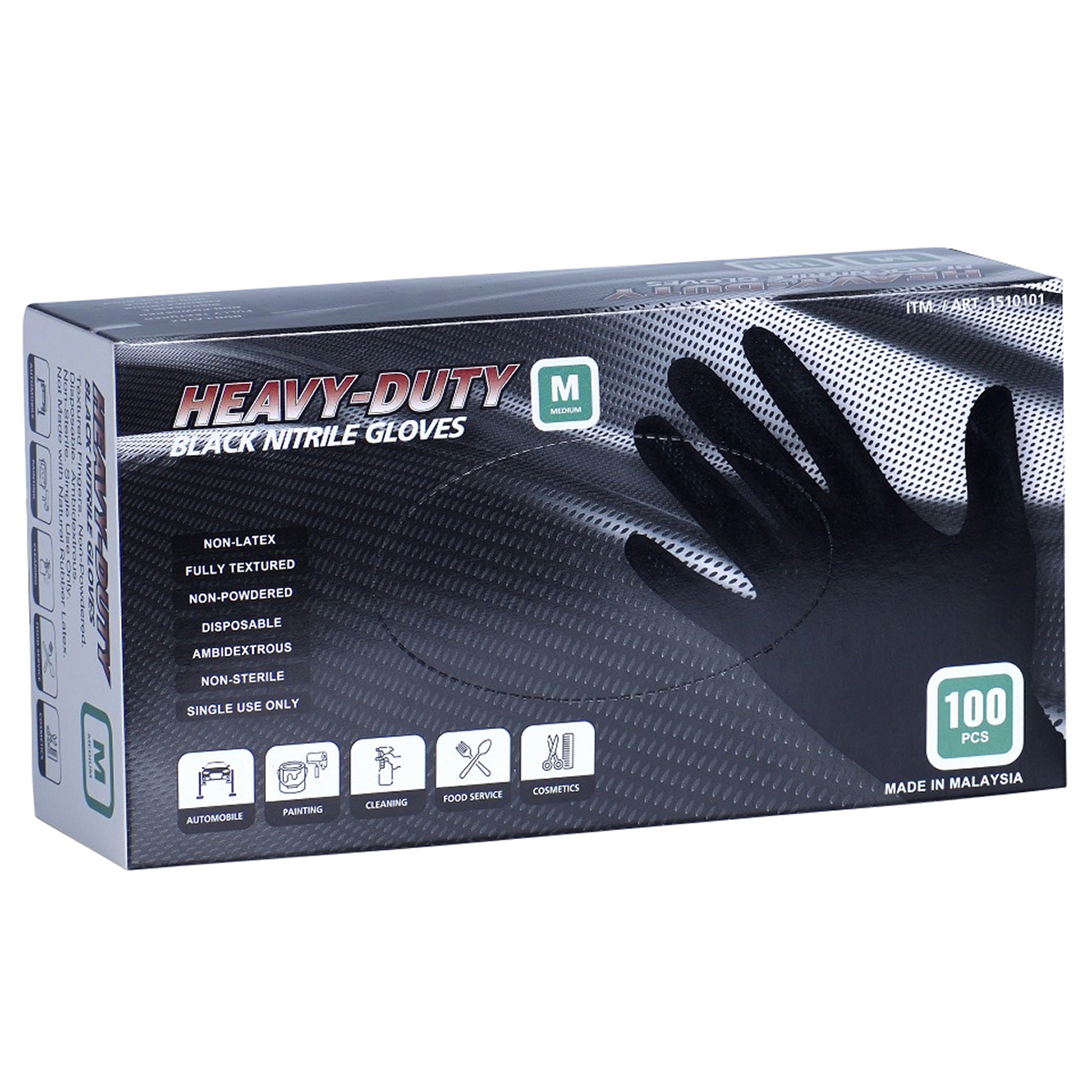 Heavy Duty Black Nitrile Gloves Medium 100 ct Costco