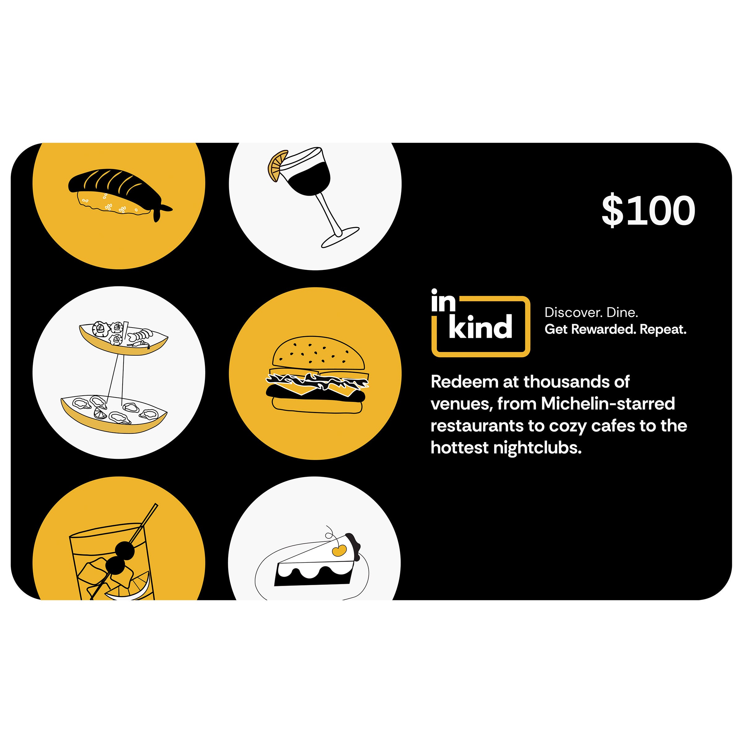 inKind $100 eGift Card (1,500+ Restaurant Brands)