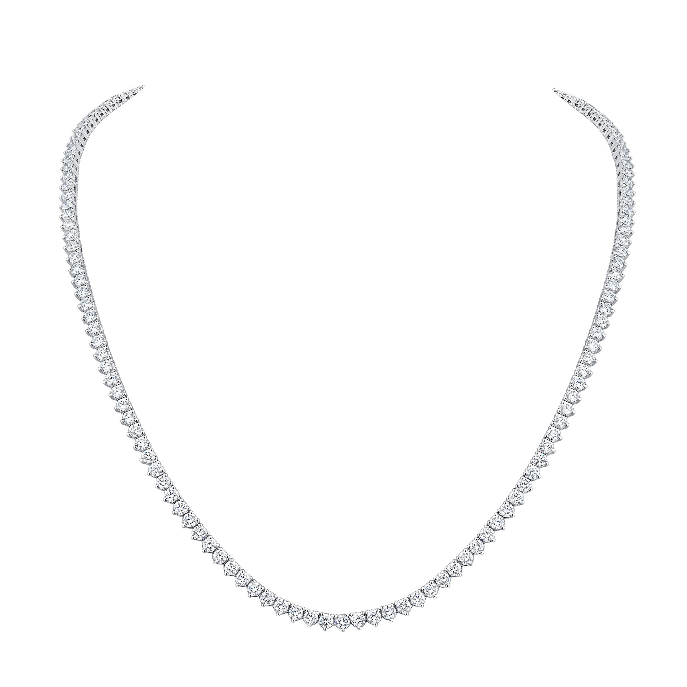 Round Brilliant 12.00 ctw VS2 Clarity, G Color Diamond 14kt White Gold Strand Necklace