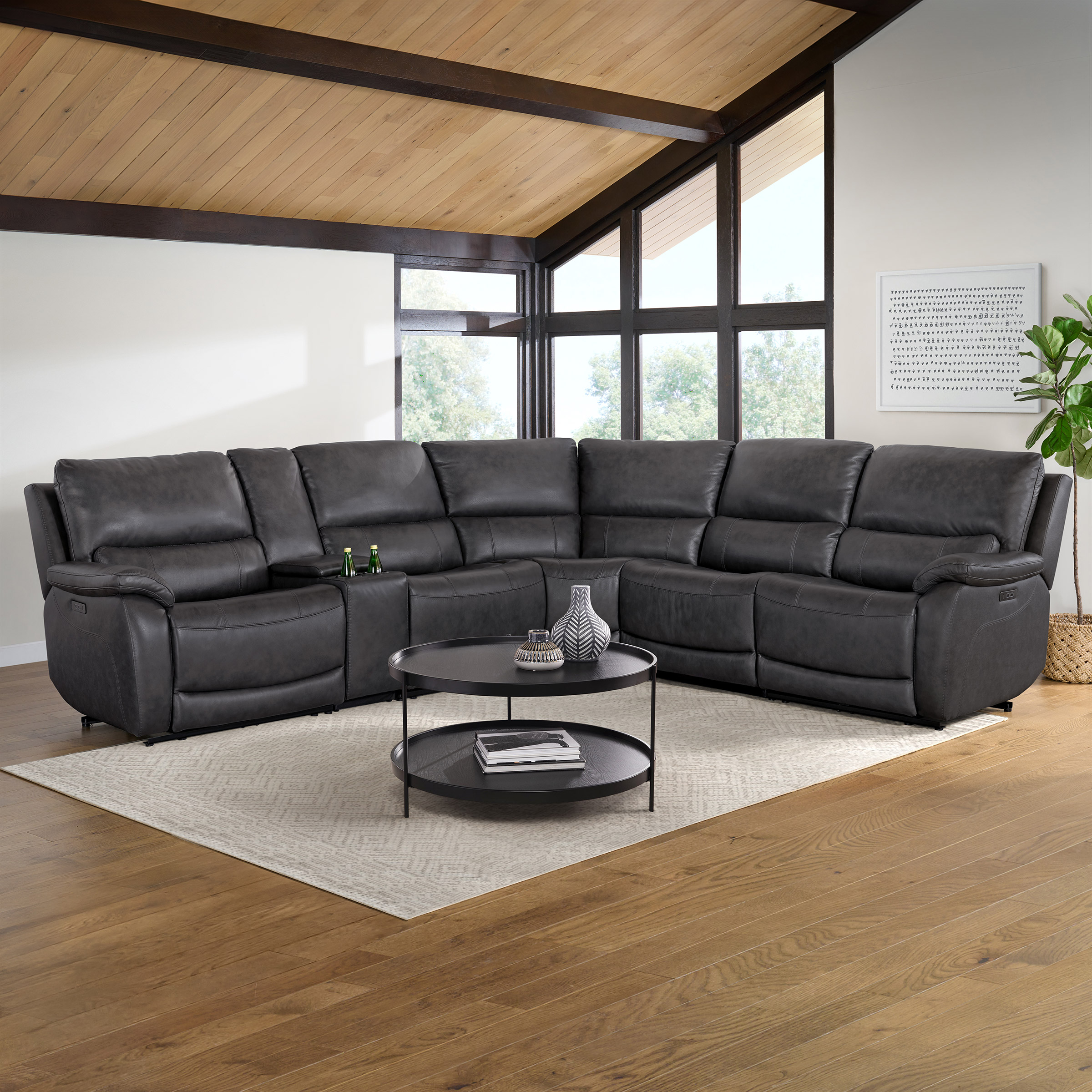 Wylder Leather Power Reclining Sectional with Power Headrests Costco