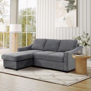 Coddle Aria Fabric Sleeper Sofa with Reversible Chaise Gray