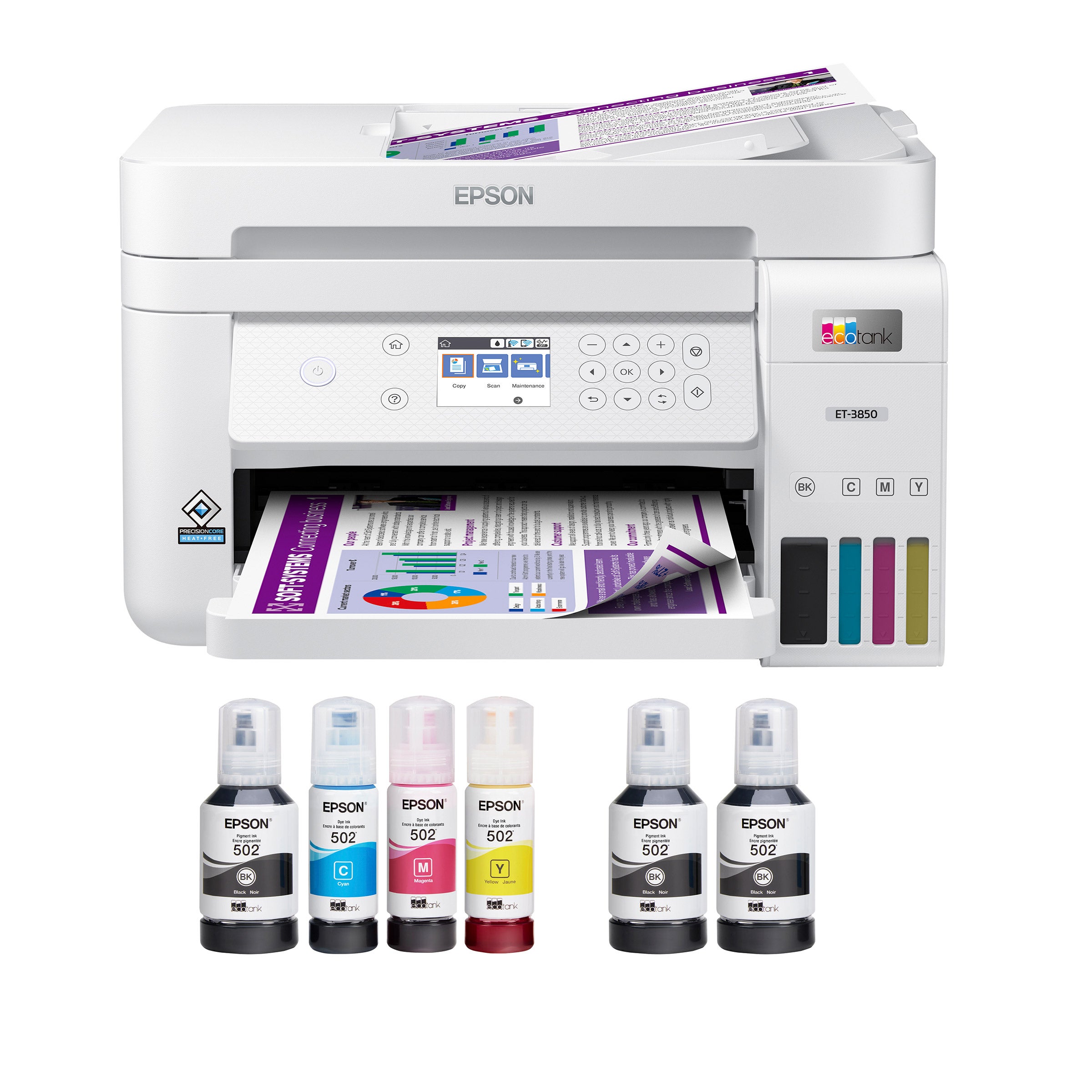 Epson EcoTank ET-3850 Special Edition with Two Bonus Black Ink Bottles