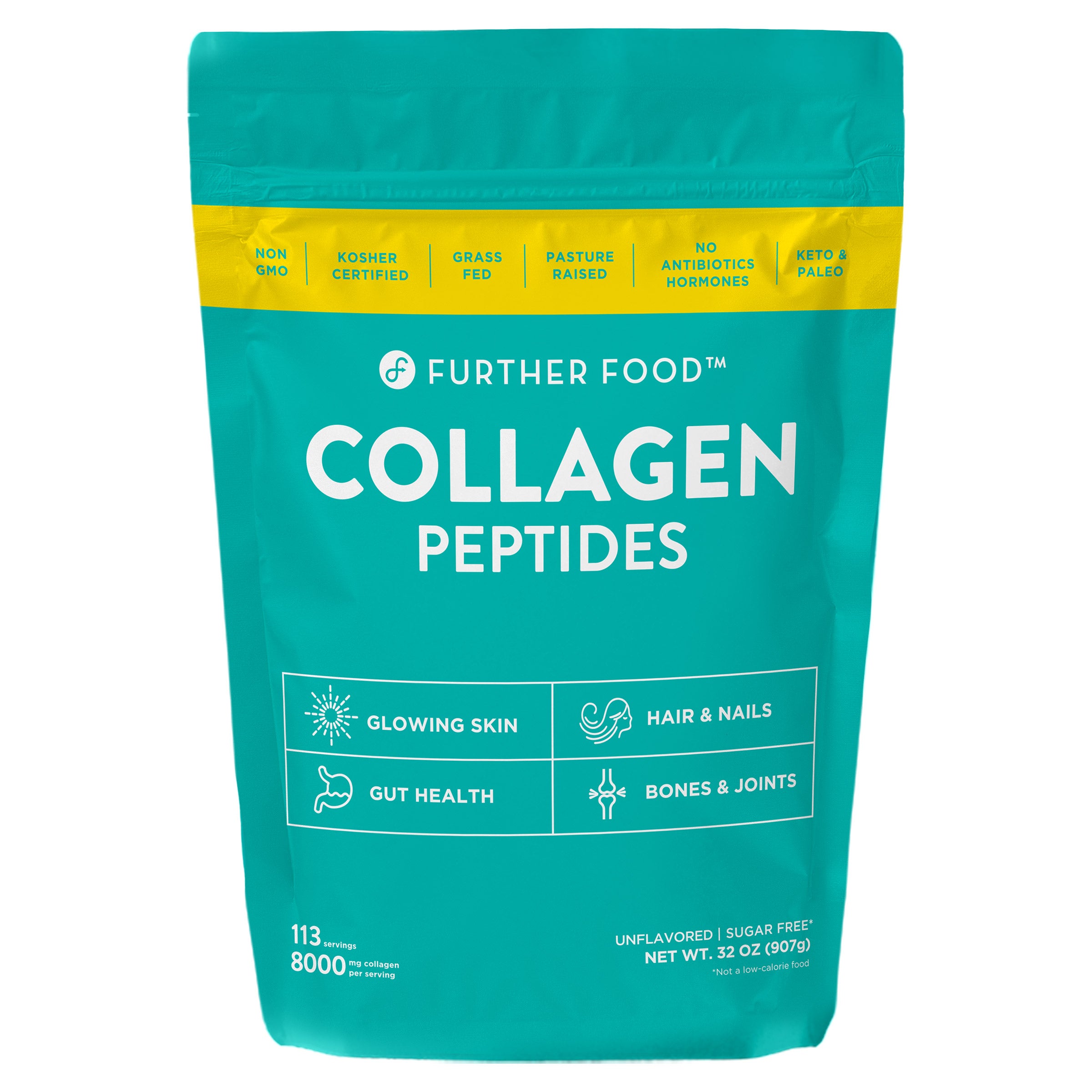 Further Food Grass-Fed Collagen Peptides Powder, Unflavored, 32.0 oz, 113 Servings