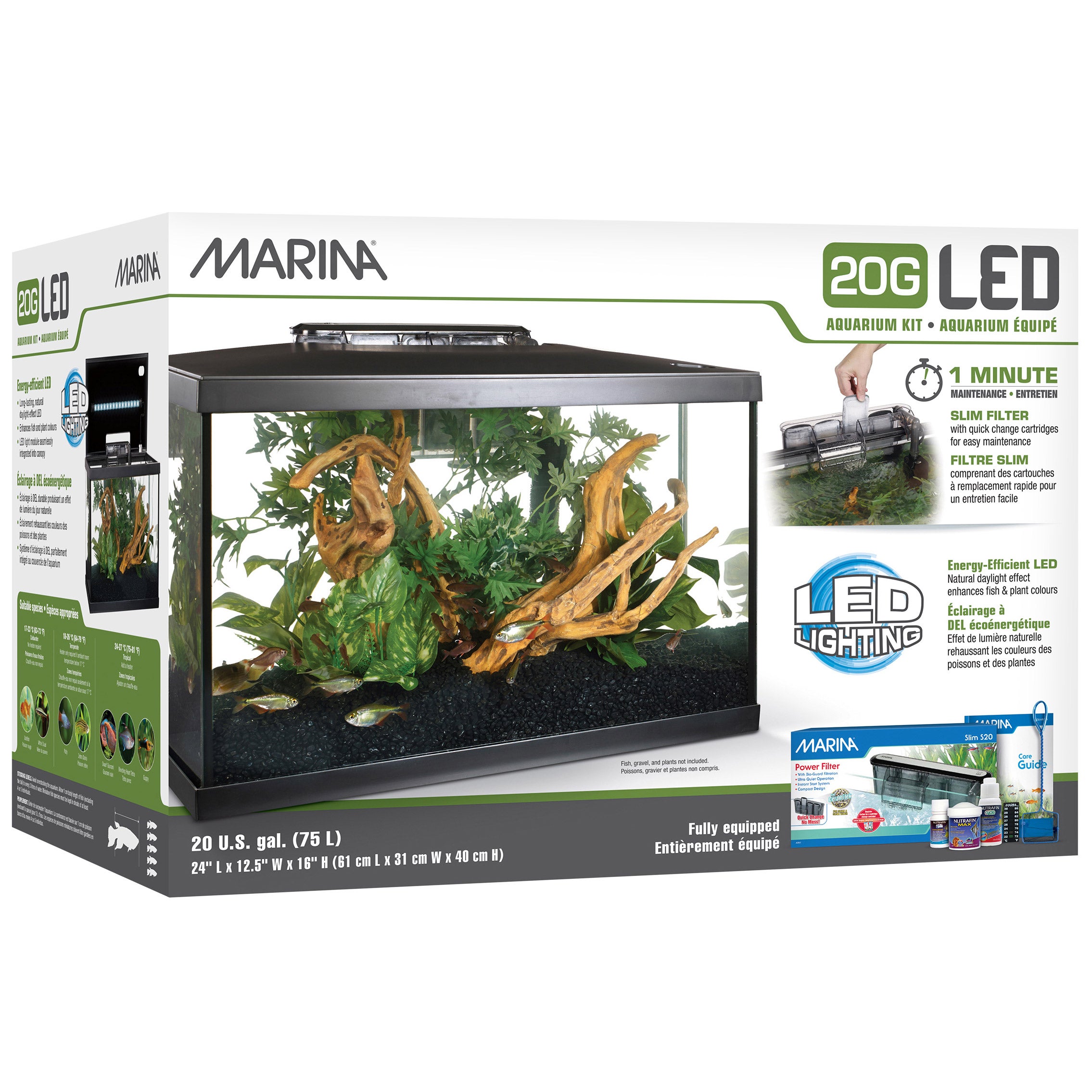 20 Gallon Aquarium Kit Marina Led Aquarium Kit 10 Gallon Marina 20