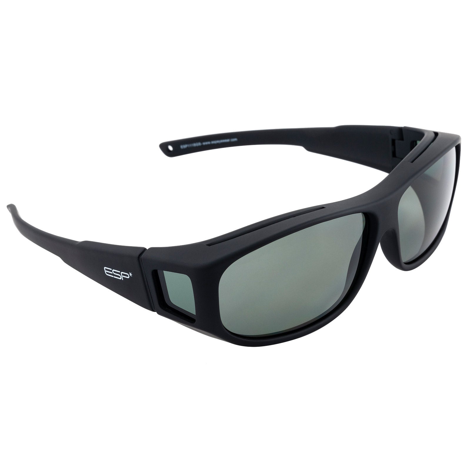 Cover-Ups Black FitOver Sunglasses To Wear Over Prescription Glasses - Smoke Grey Lenses