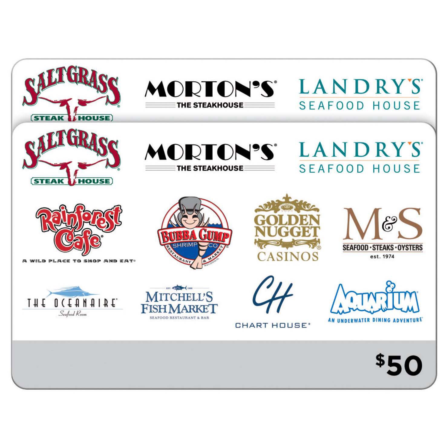 Landry's Multi-Brand Restaurants and More, Two $50 eGift Cards ($100 Value)