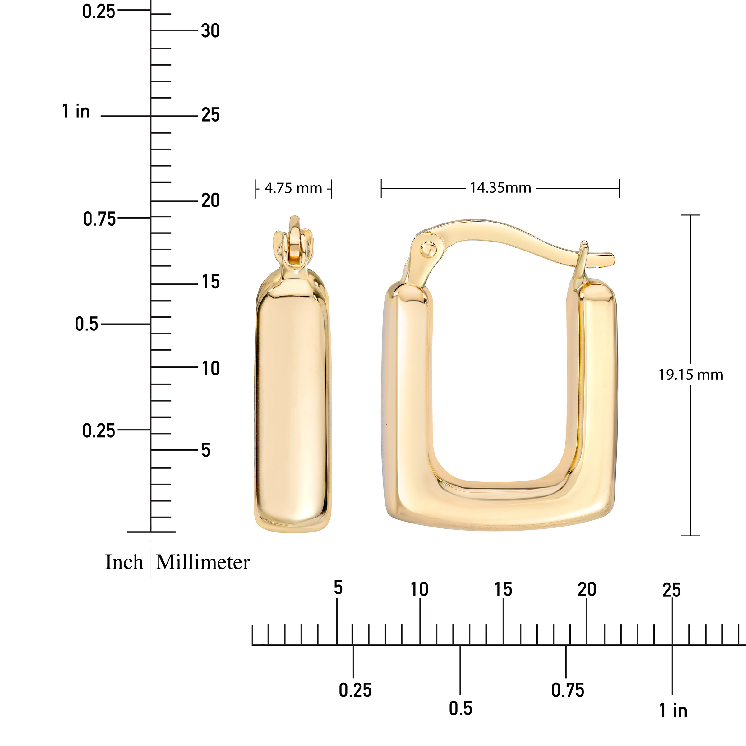 14kt Yellow Gold Square Hoop Earrings | Costco
