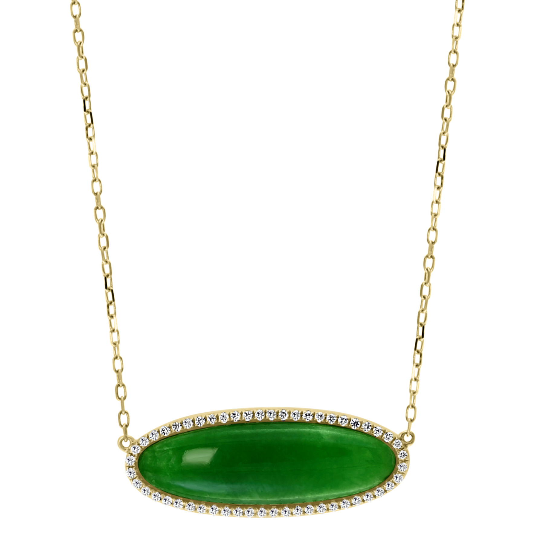 Dyed Green Jade & Diamond 14kt Yellow Gold Necklace | Costco