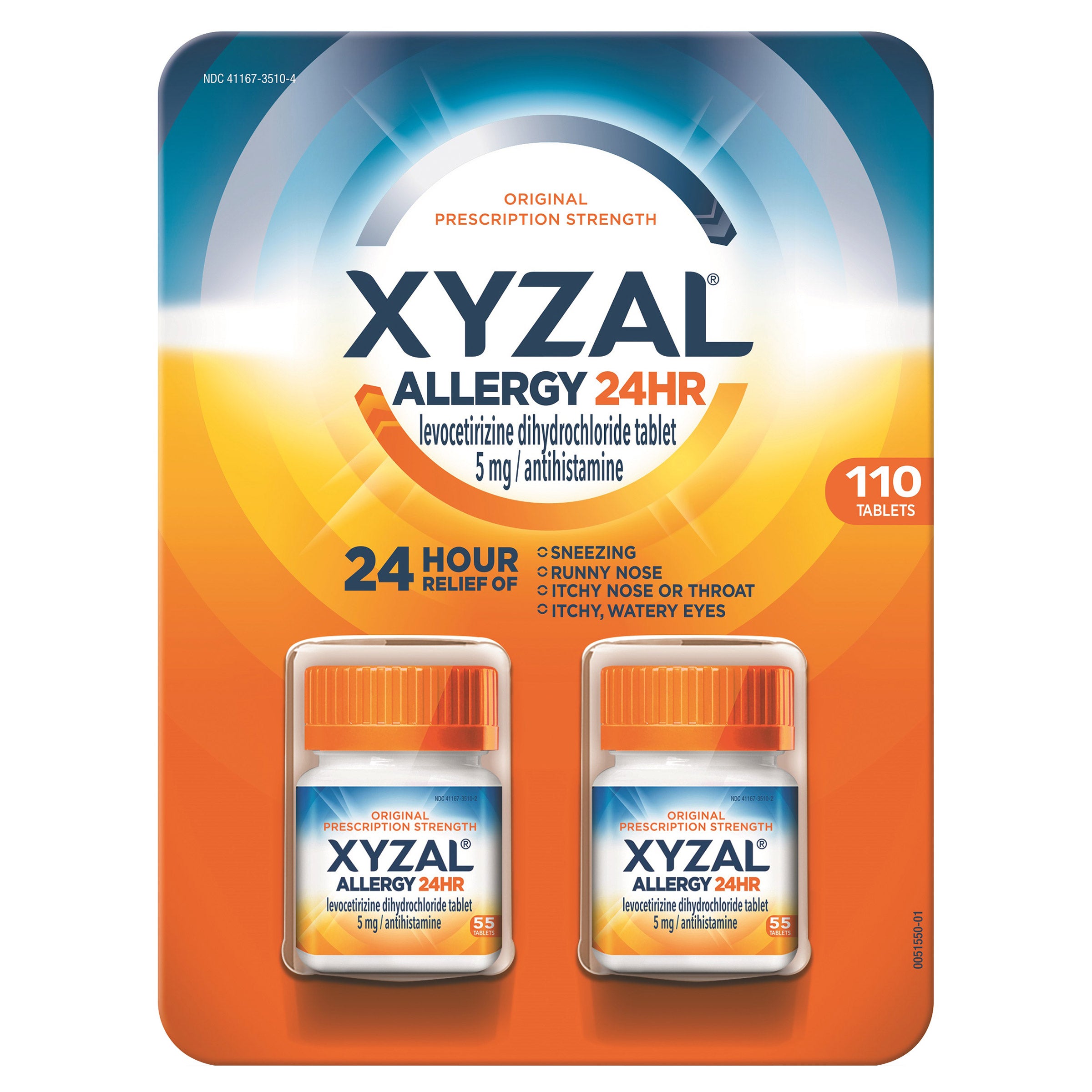 Xyzal Allergy 24 Hour Antihistamine 5 mg, 110 Tablets