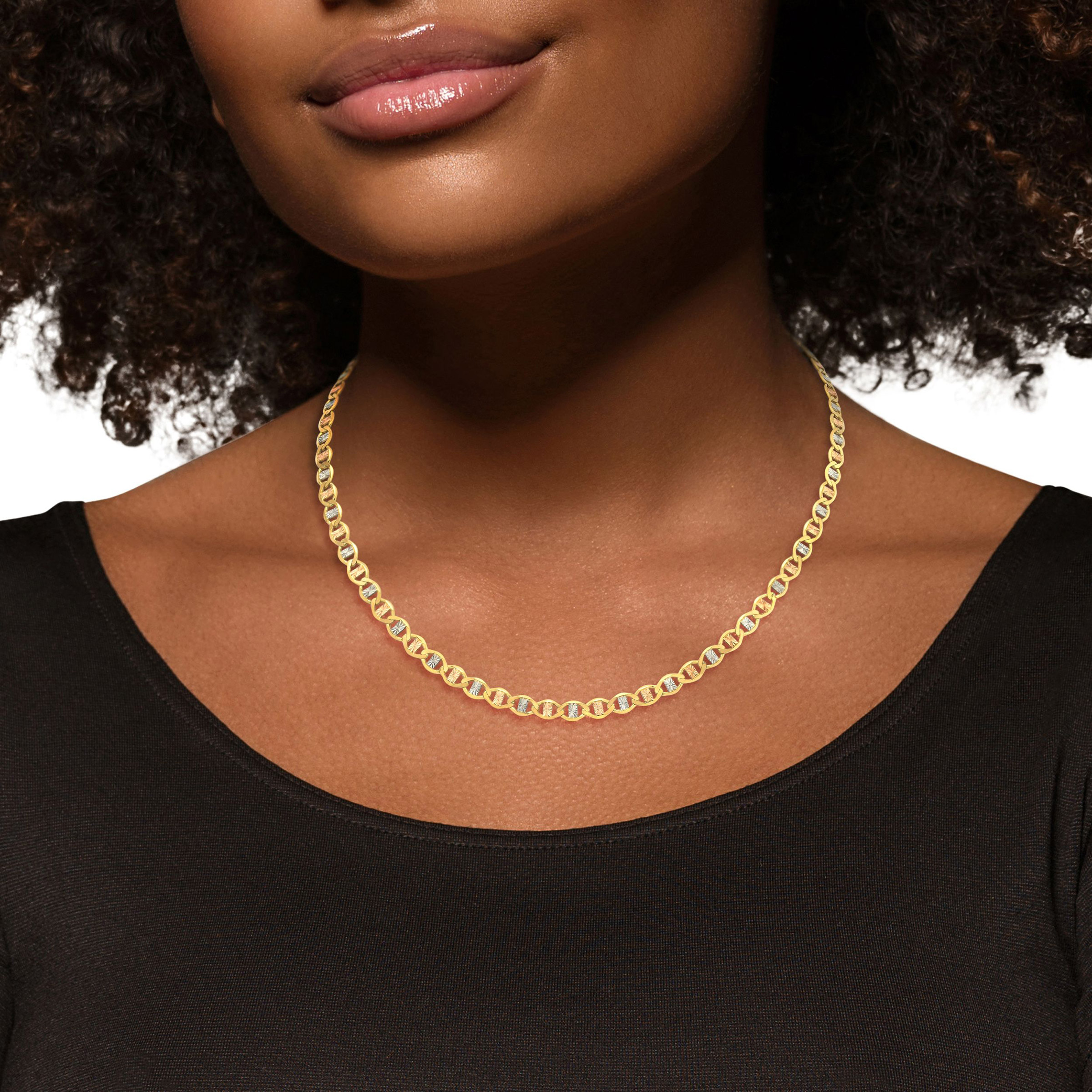 14kt Tri-Color Gold Valentino Style Necklace | Costco