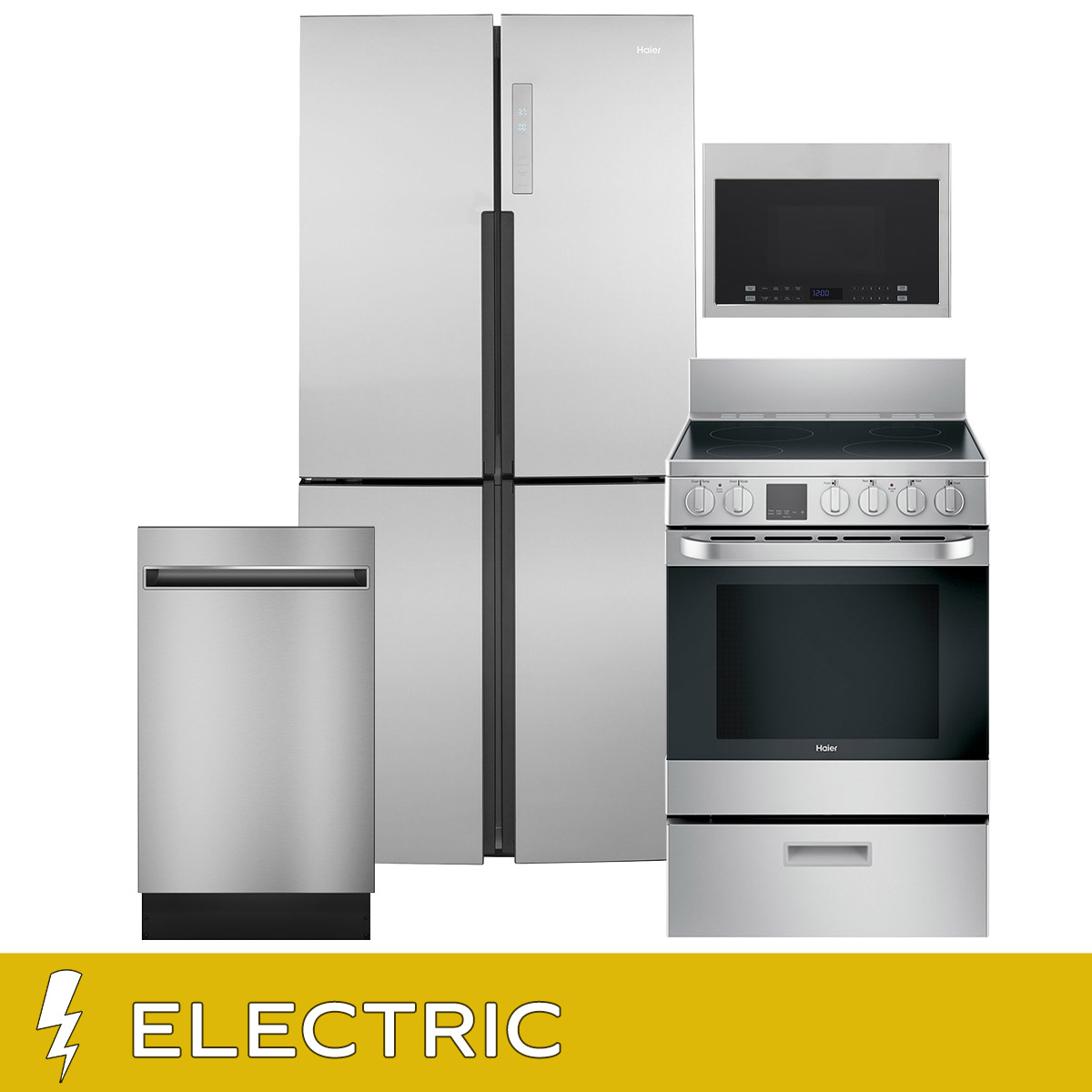 Haier 4-piece ELECTRIC Kitchen Package with 16.8 Cu. Ft. Counter
