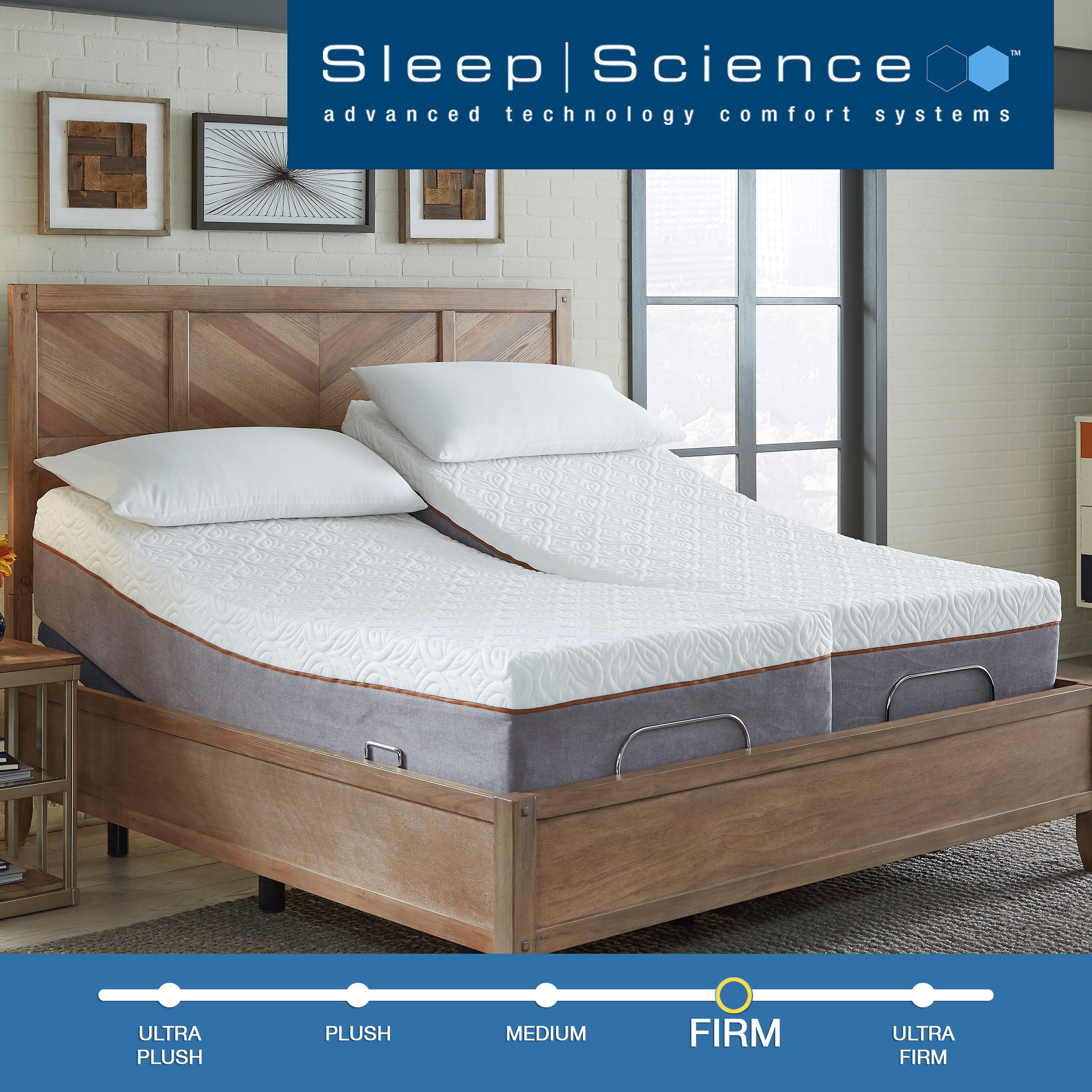 Sleep Science 14-inch Copper Infused Firm Memory Foam Split King Mattress with Adjustable Q-Plus Base