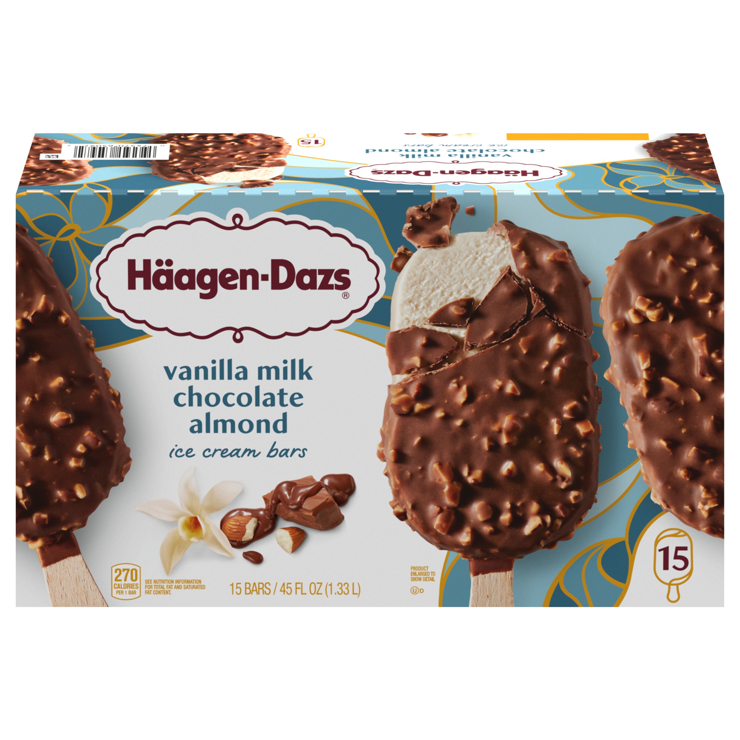 **Haagen-Dazs** Ice Cream Bars, Vanilla Milk Chocolate Almond, 3 fl oz, 15 ct