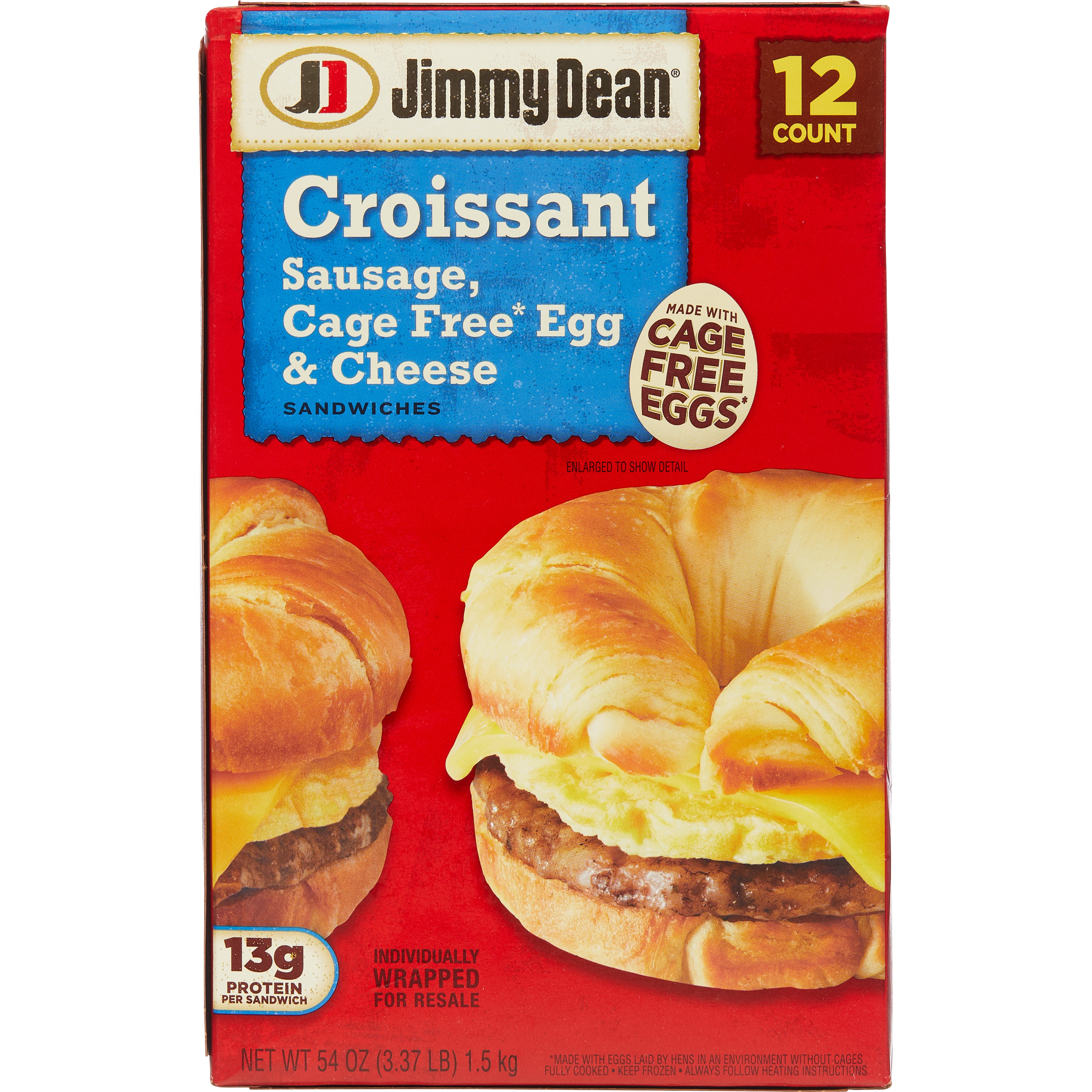 **Jimmy Dean** Croissant Sandwich, Sausage, Cage Free Egg & Cheese, 12 ct